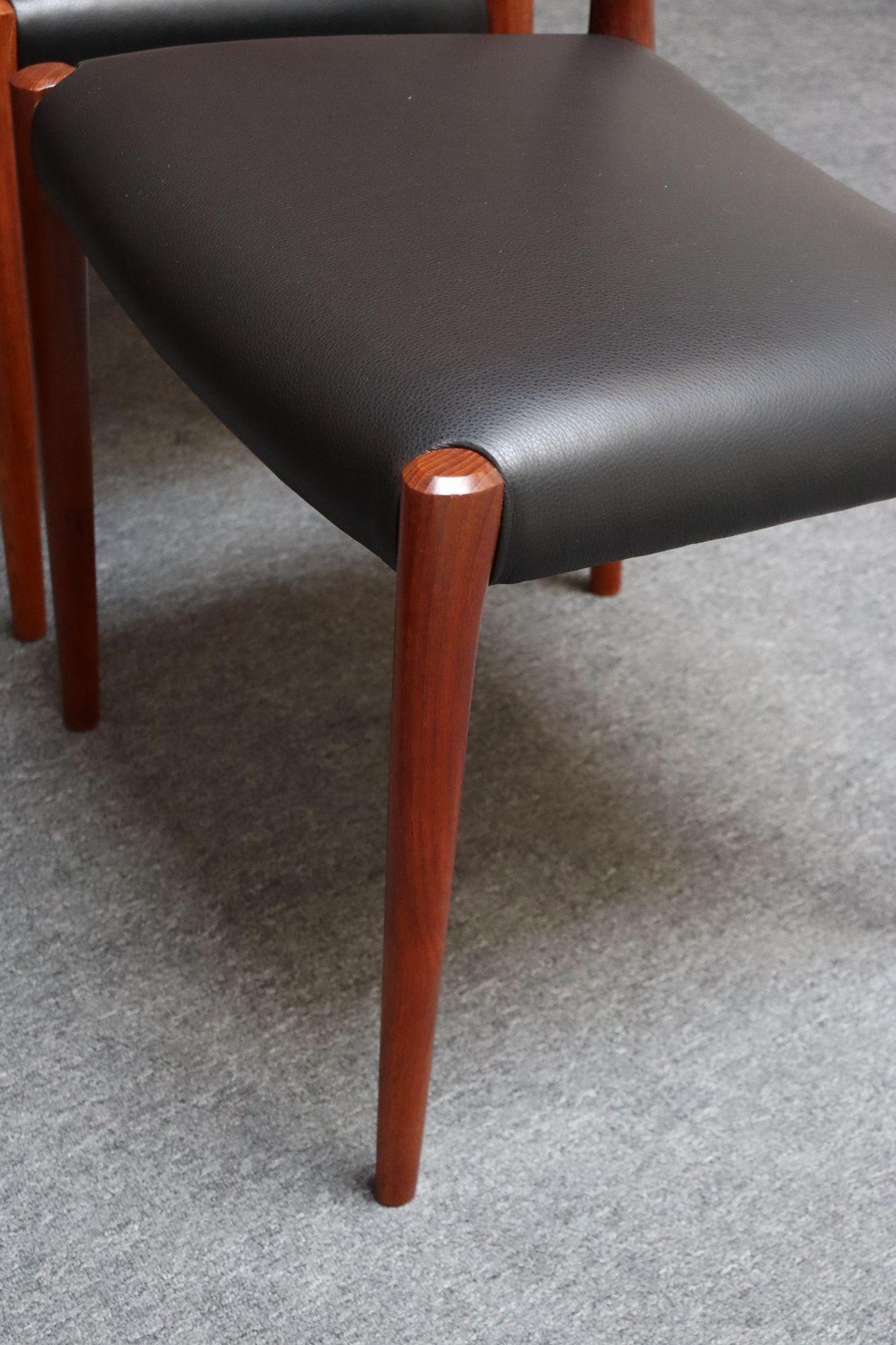 Set of Eight Danish Teak and Leather Niels O Møller Dining Chairs Models 77 & 57 7