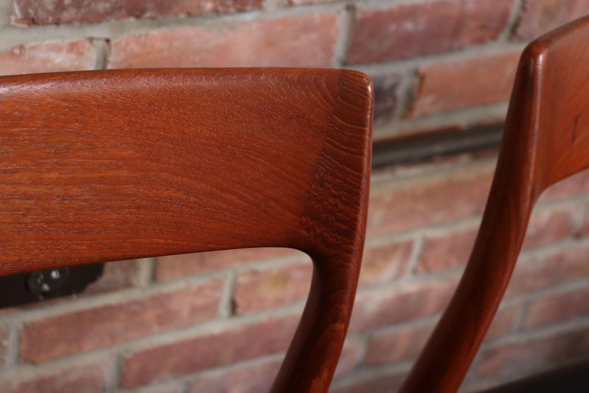 Set of Eight Danish Teak and Leather Niels O Møller Dining Chairs Models 77 & 57 9