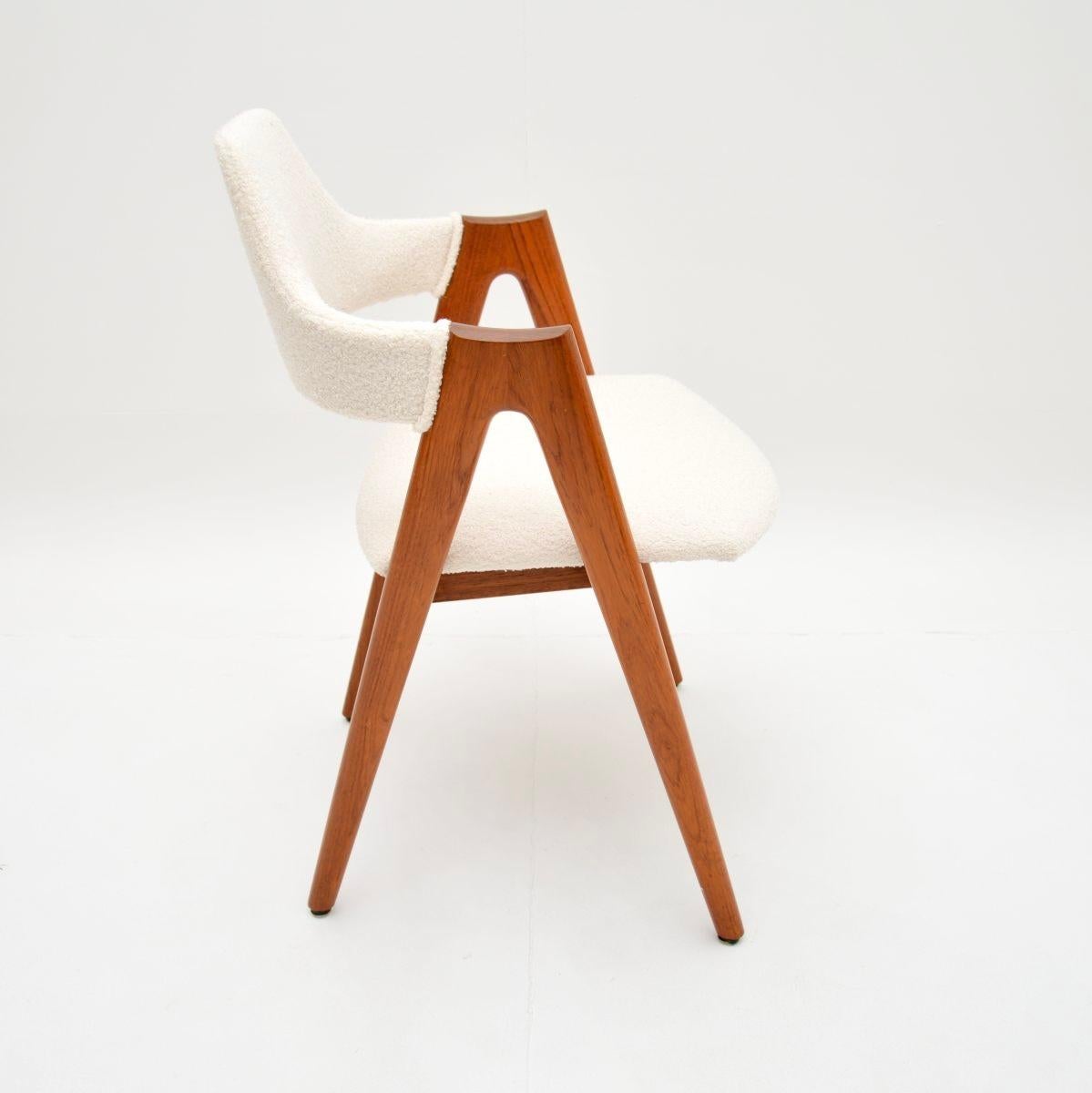 Bouclé Set of Eight Danish Teak Compass Dining Chairs by Kai Kristiansen For Sale
