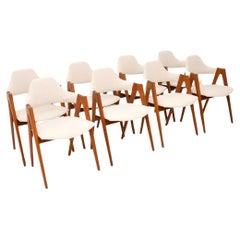 Ensemble de huit chaises de salle à manger danoises Compass en teck par Kai Kristiansen