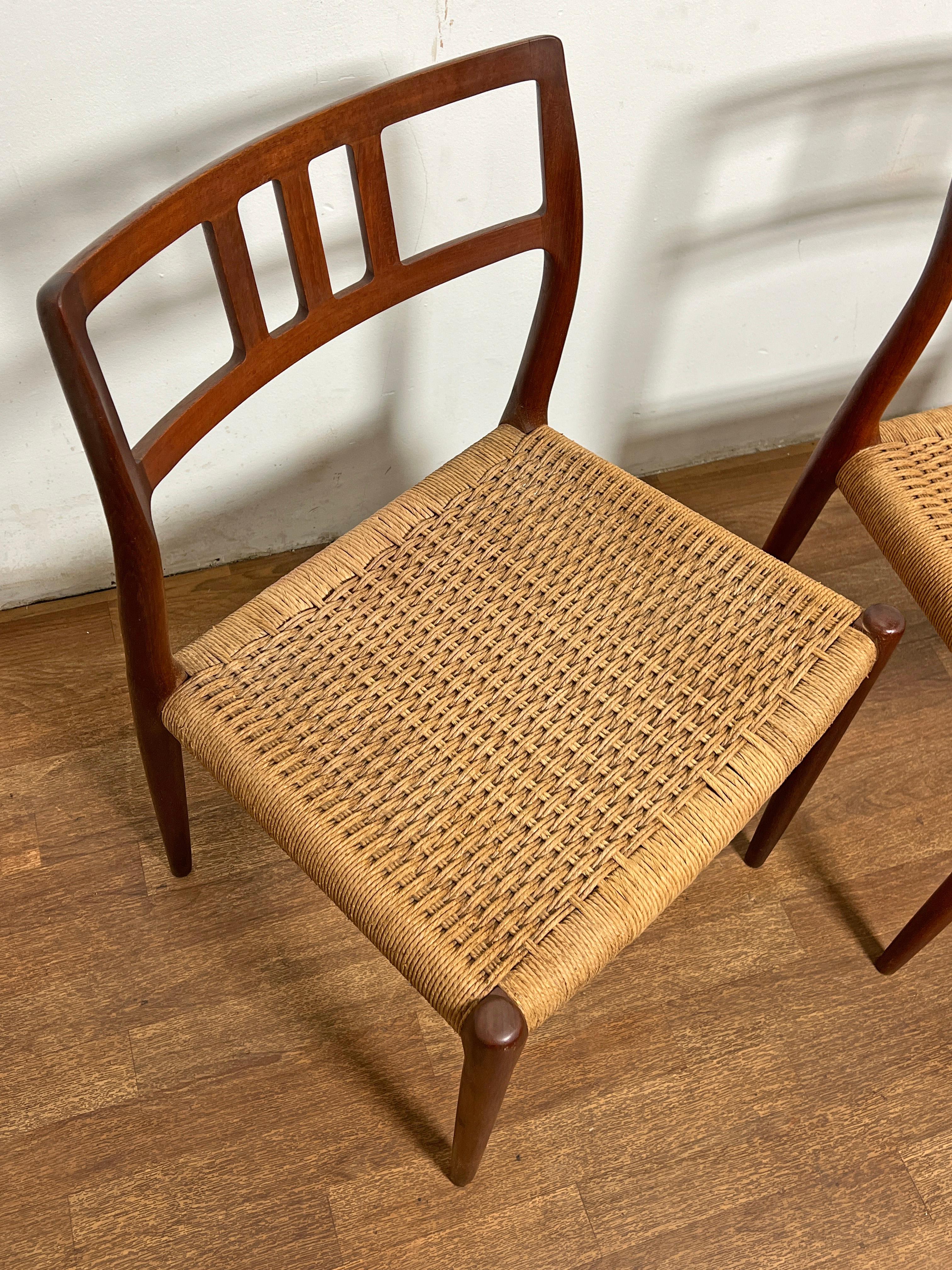 Set of Eight Danish Teak Dining Chairs by Niels Moller for JL Moller Circa 1960s 5