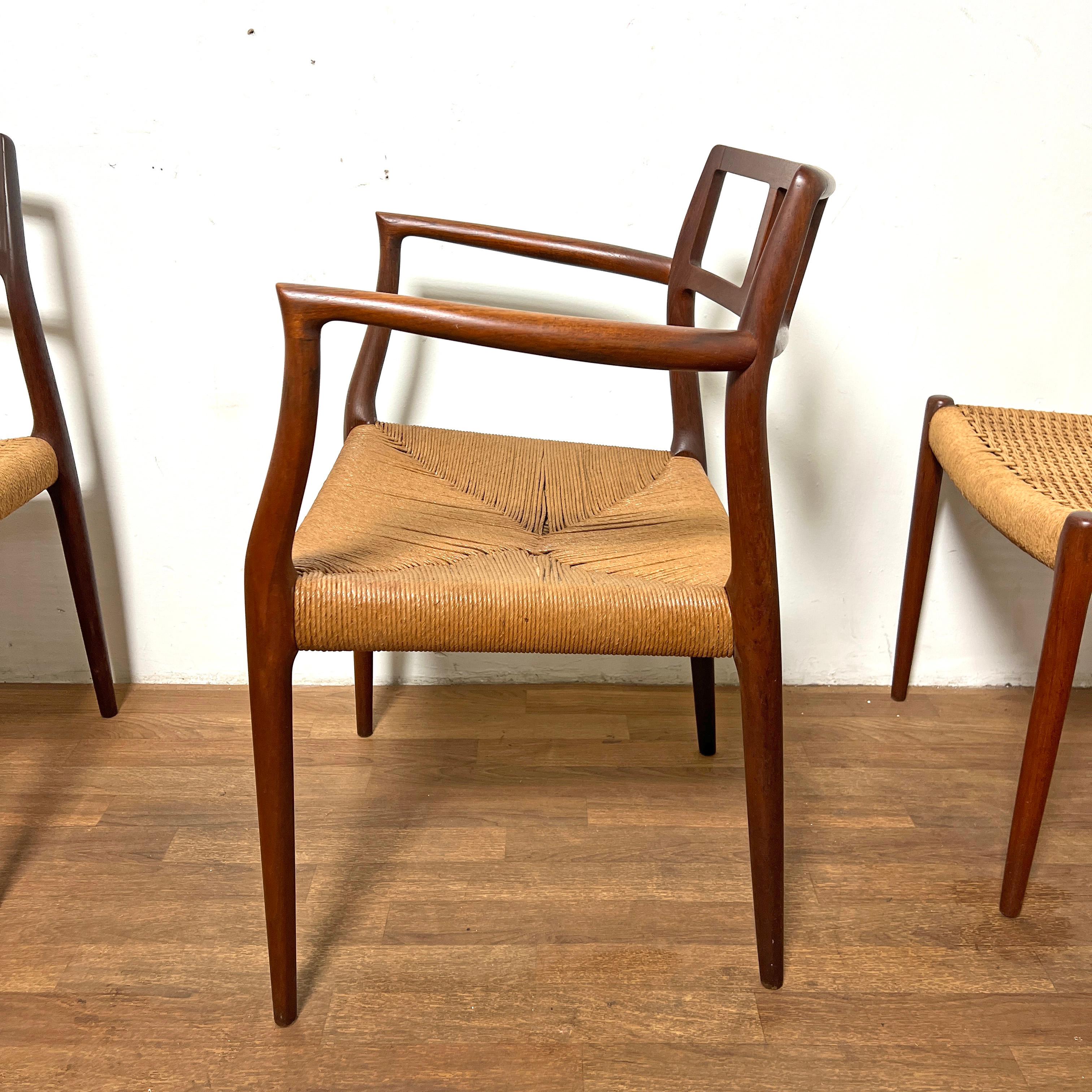 Scandinavian Modern Set of Eight Danish Teak Dining Chairs by Niels Moller for JL Moller Circa 1960s