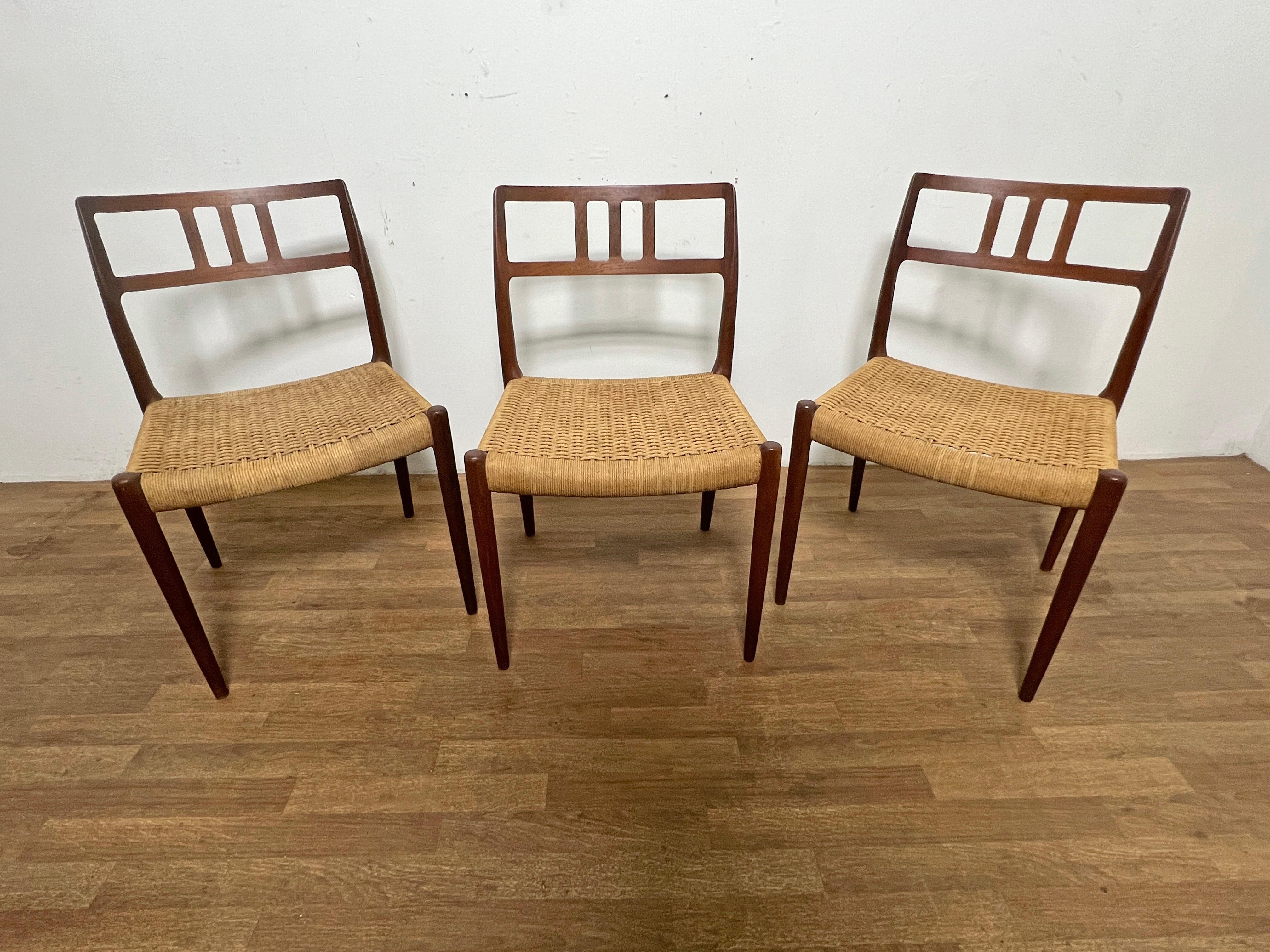 Set of Eight Danish Teak Dining Chairs by Niels Moller for JL Moller Circa 1960s 3