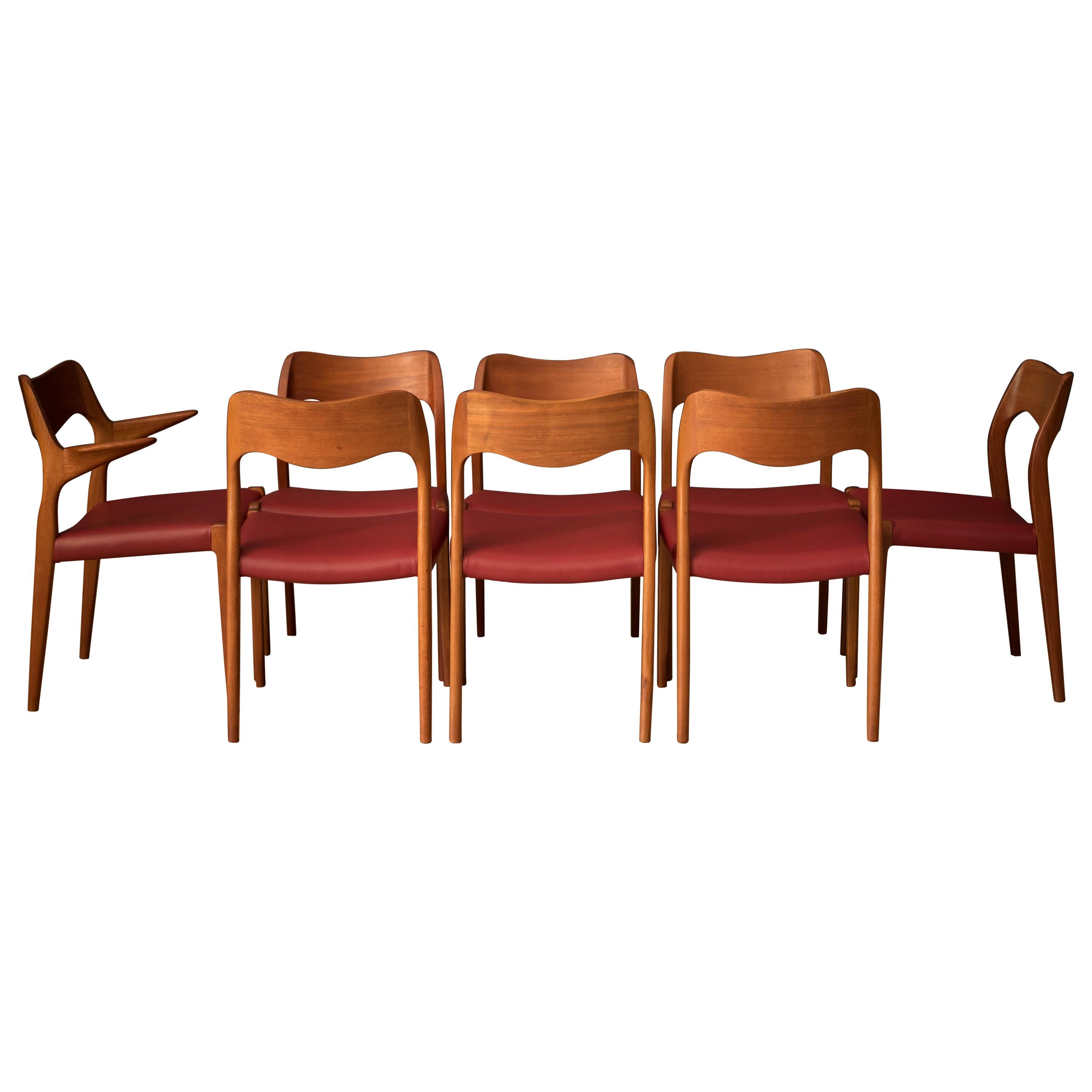 Set of Eight Danish Teak Niels Moller Dining Chairs