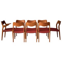 Set of Eight Danish Teak Niels Moller Dining Chairs