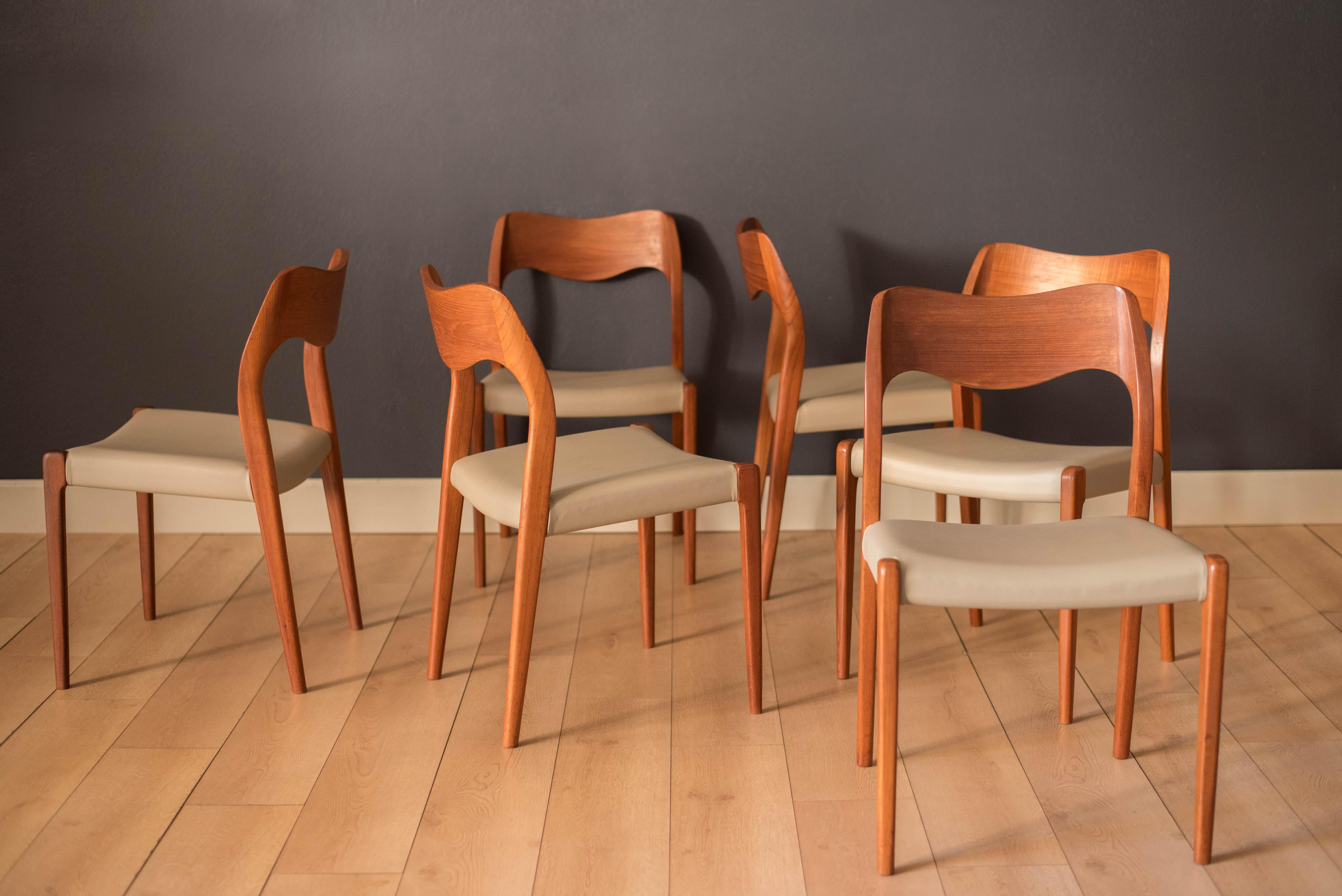 Mid-20th Century Set of Eight Danish Teak Niels O. Moller Dining Chairs Model 71 and 55