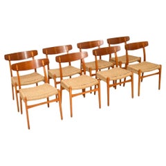 Set of Eight Danish Vintage CH-23 Dining Chairs by Hans Wegner for Carl Hansen
