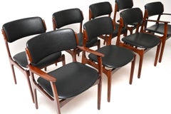 Set of Eight Danish Vintage Dining Chairs by Erik Buch