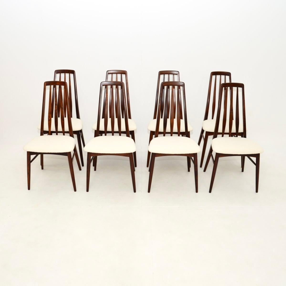 Uno splendido set di otto sedie da pranzo vintage danesi di Niels Koefoed. Risalgono agli anni '60 e sono stati realizzati da Koefoeds Hornslet.

Le abbiamo fatte restaurare completamente e sono in condizioni assolutamente immacolate. I telai sono