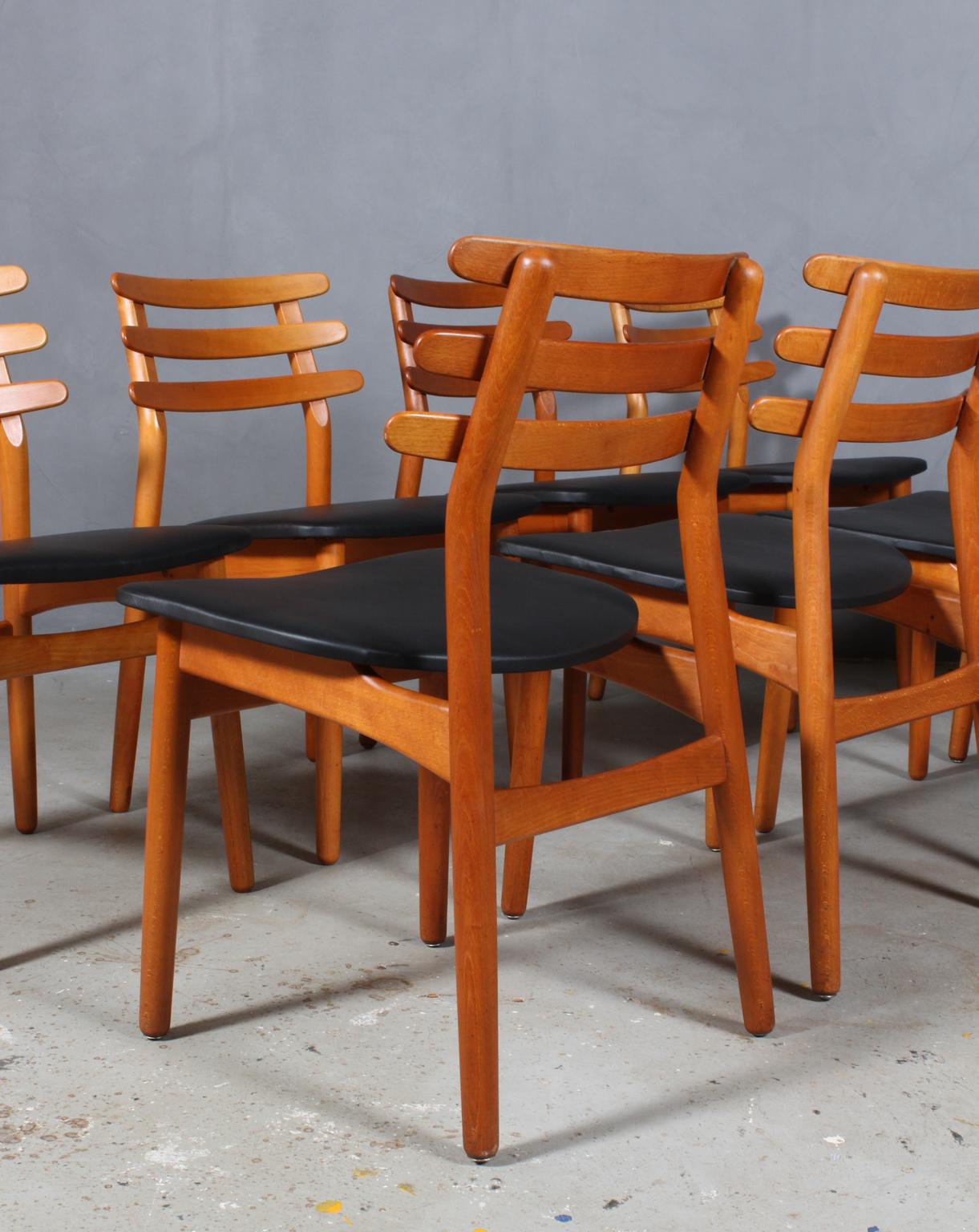 Set of Eight Danish Vintage Dining Chairs by Poul Volther for FDB, Model J48 In Good Condition In Esbjerg, DK