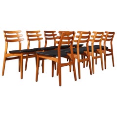 Set of Eight Danish Vintage Dining Chairs by Poul Volther for FDB, Model J48 Set of Eight Danish Vintage Dining Chairs by Poul Volther for FDB, Model J48