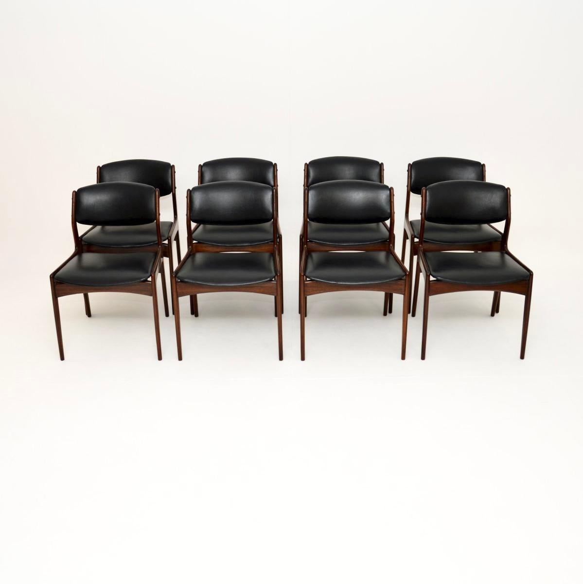 A stunning set of eight Danish vintage dining chairs, dating from the 1960’s.

The are of outstanding quality, with a stylish, elegant and sturdy design. They look amazing from all angles with beautifully tapered legs and lovely proportions. They
