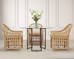 Set of Eight Danny Ho Fong Rattan Garden Dining Armchairs