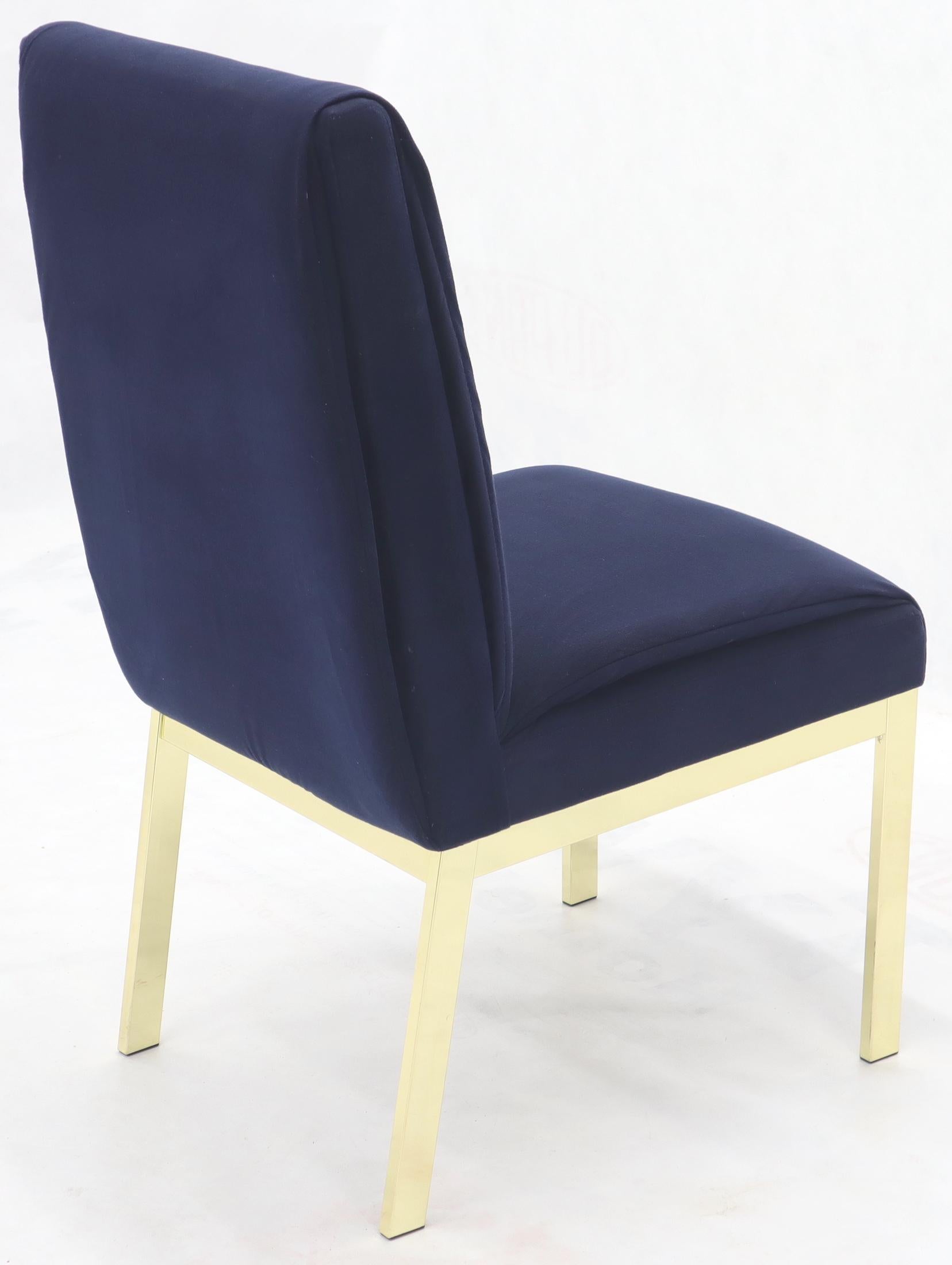 Set of 8 Mid-Century Modern blue upholstery dining chairs by DIA. Probably designed by Milo Baughman.