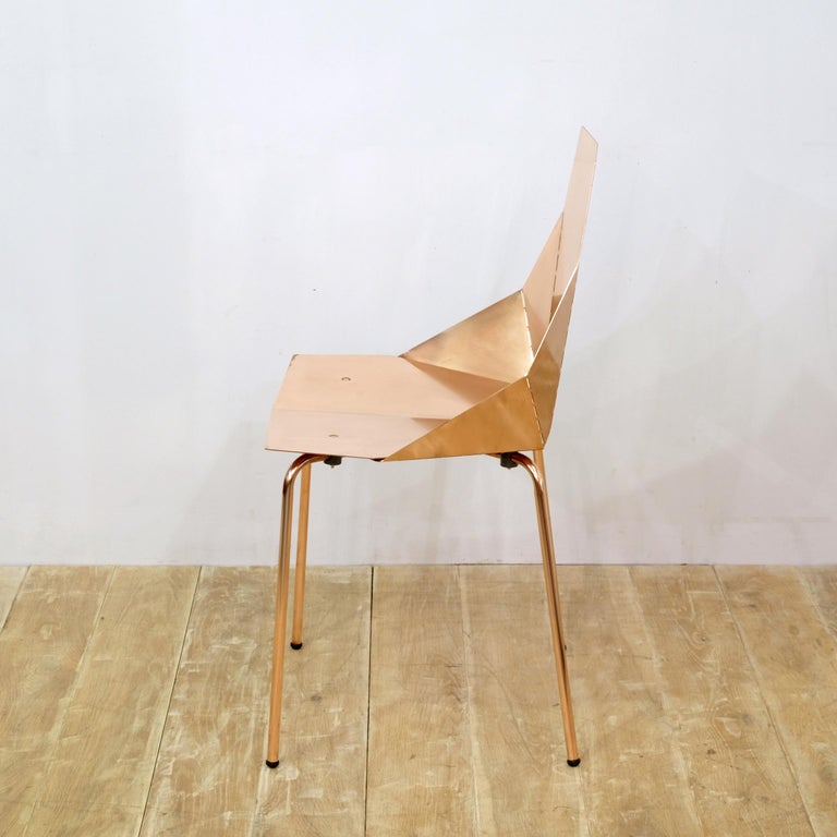 Set of Eight Designer Copper Metal Dining Chairs by Heals of London at