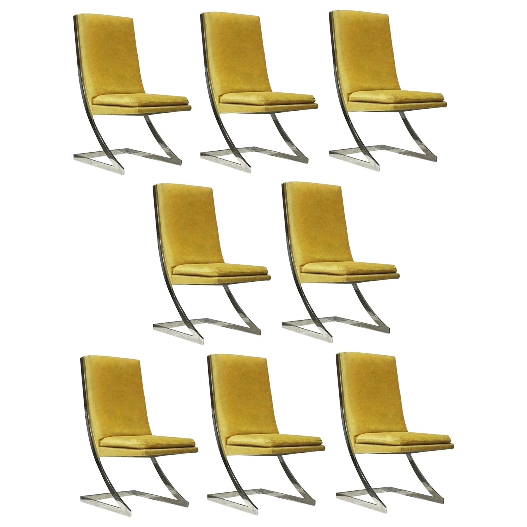 Set of Eight DIA Chrome Z-Dining Chairs