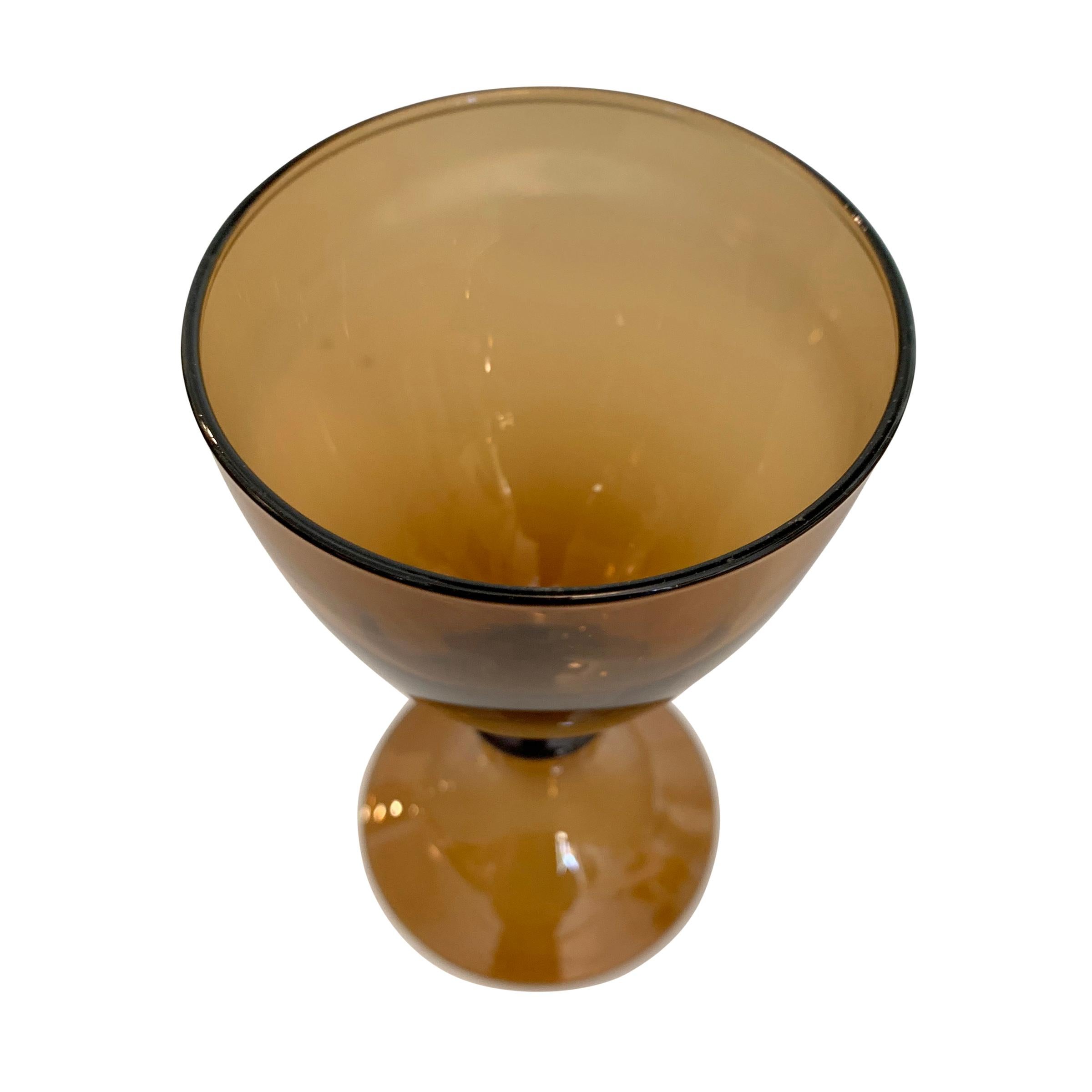 Contemporary Set of Eight Diane von Fürstenberg Amber Wine Glasses