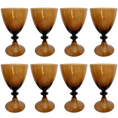 Set of Eight Diane von Fürstenberg Amber Wine Glasses
