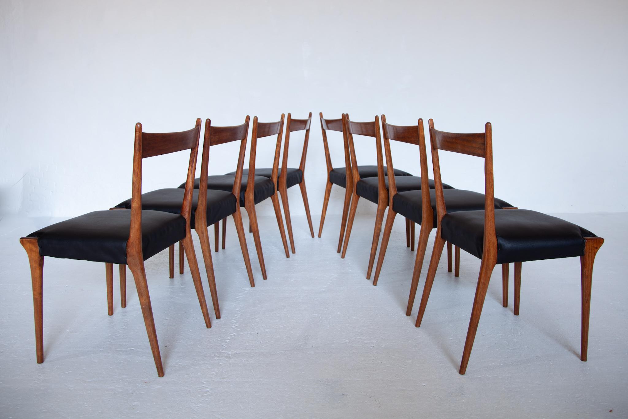 Mid-Century Modern Set of Eight Dining Chairs 1958, Belgium for Belform by Alfred Hendrickx For Sale