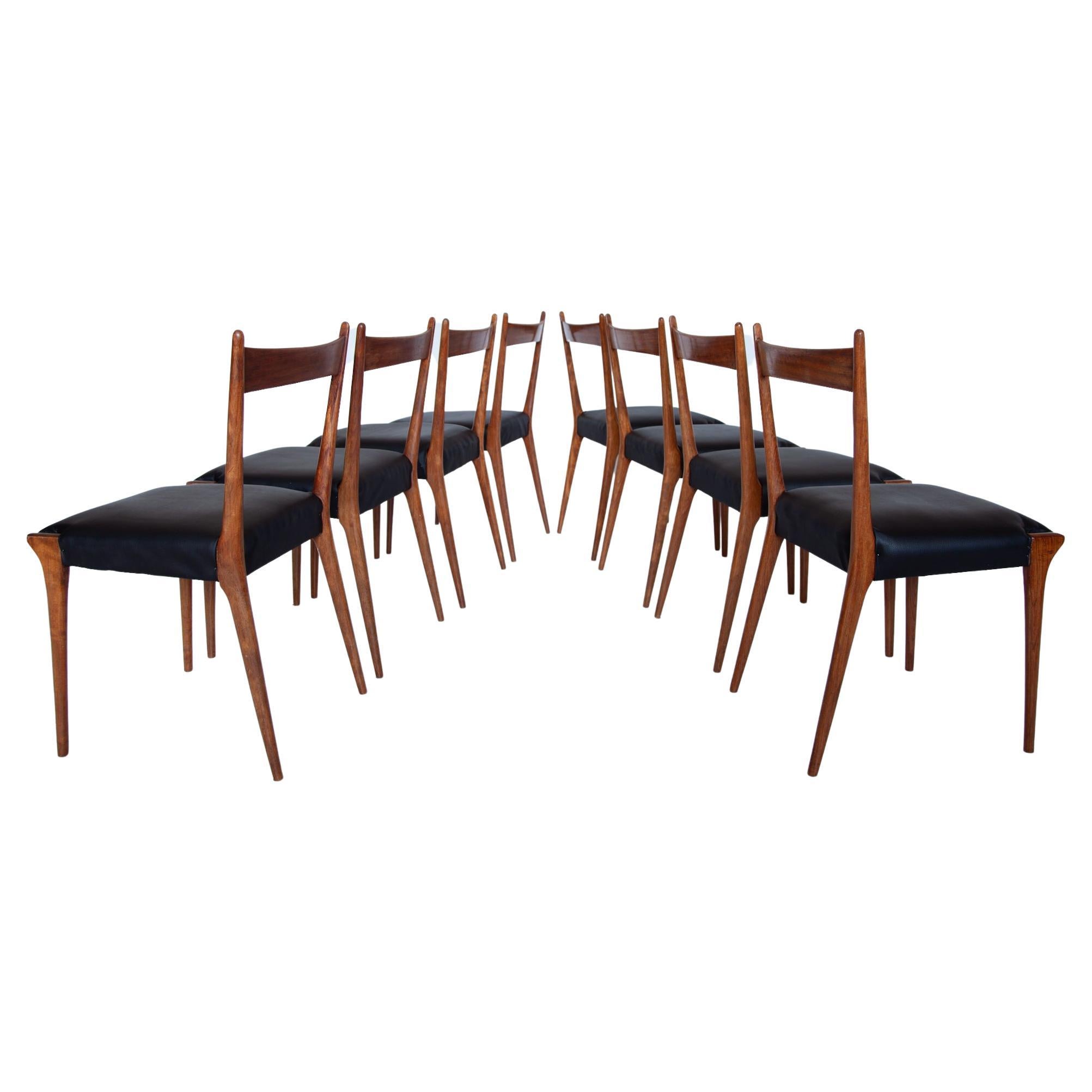 Set of Eight Dining Chairs 1958, Belgium for Belform by Alfred Hendrickx For Sale