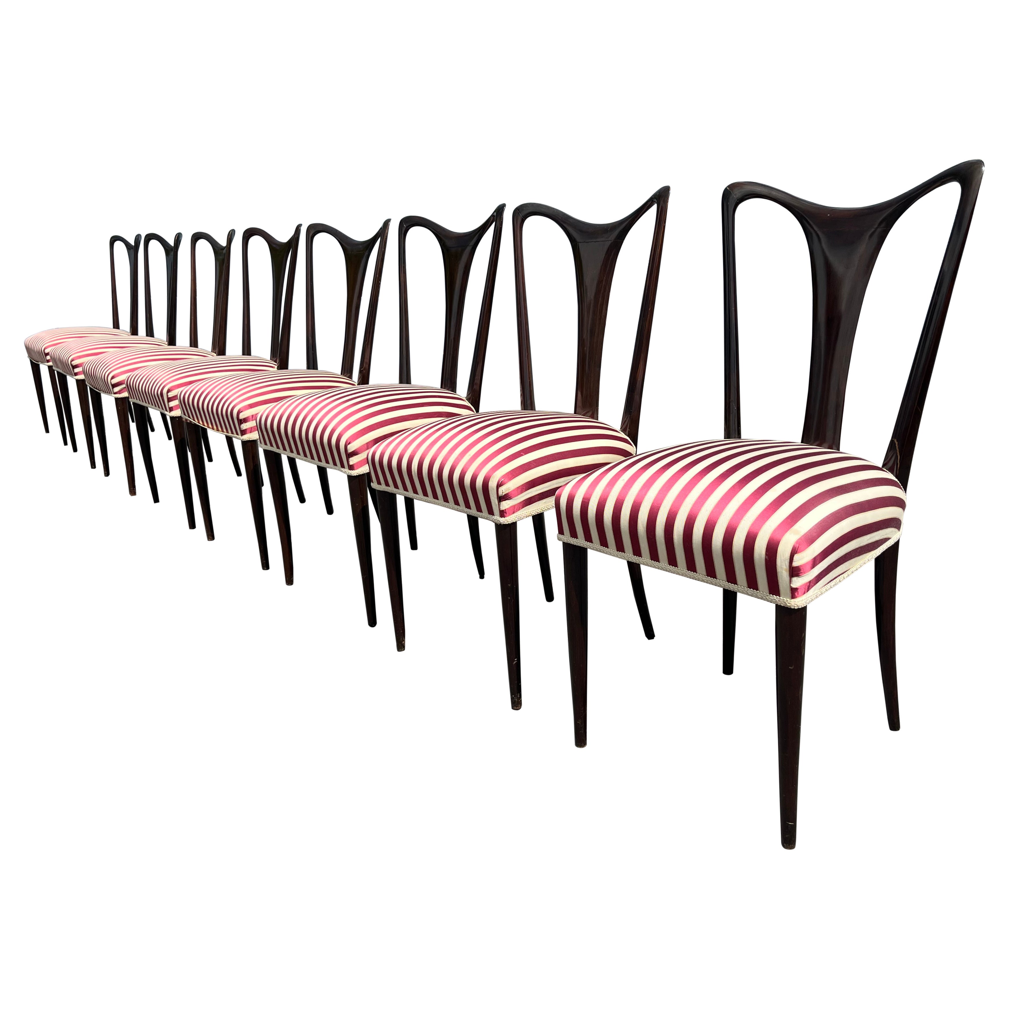 Set of Eight Dining Chairs Attributed to Osvaldo Borsani, Italy 1950s