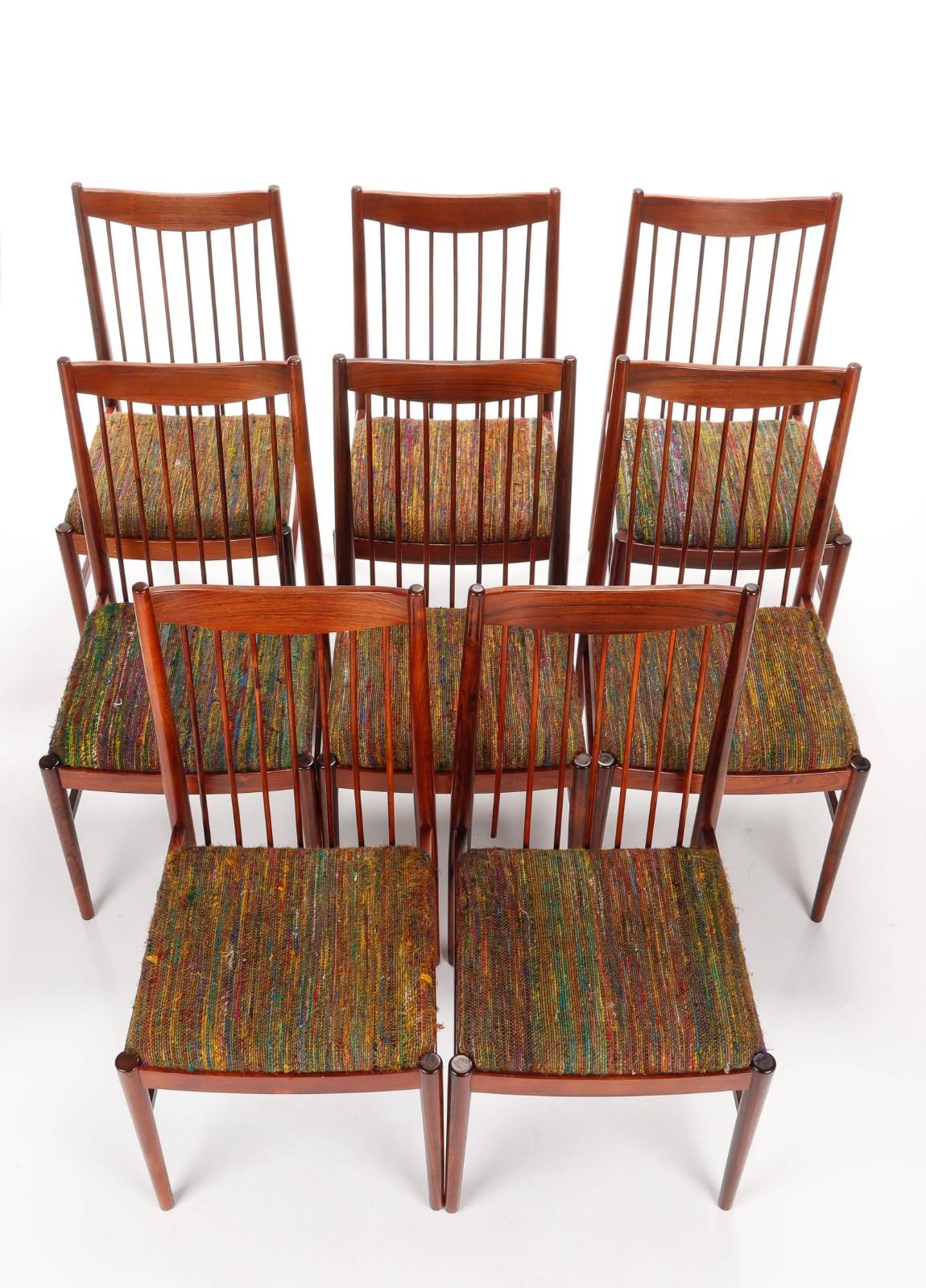 Danish Set Of Eight Dining Chairs By Arne Vodder Model 422 For Helge Sibast  For Sale