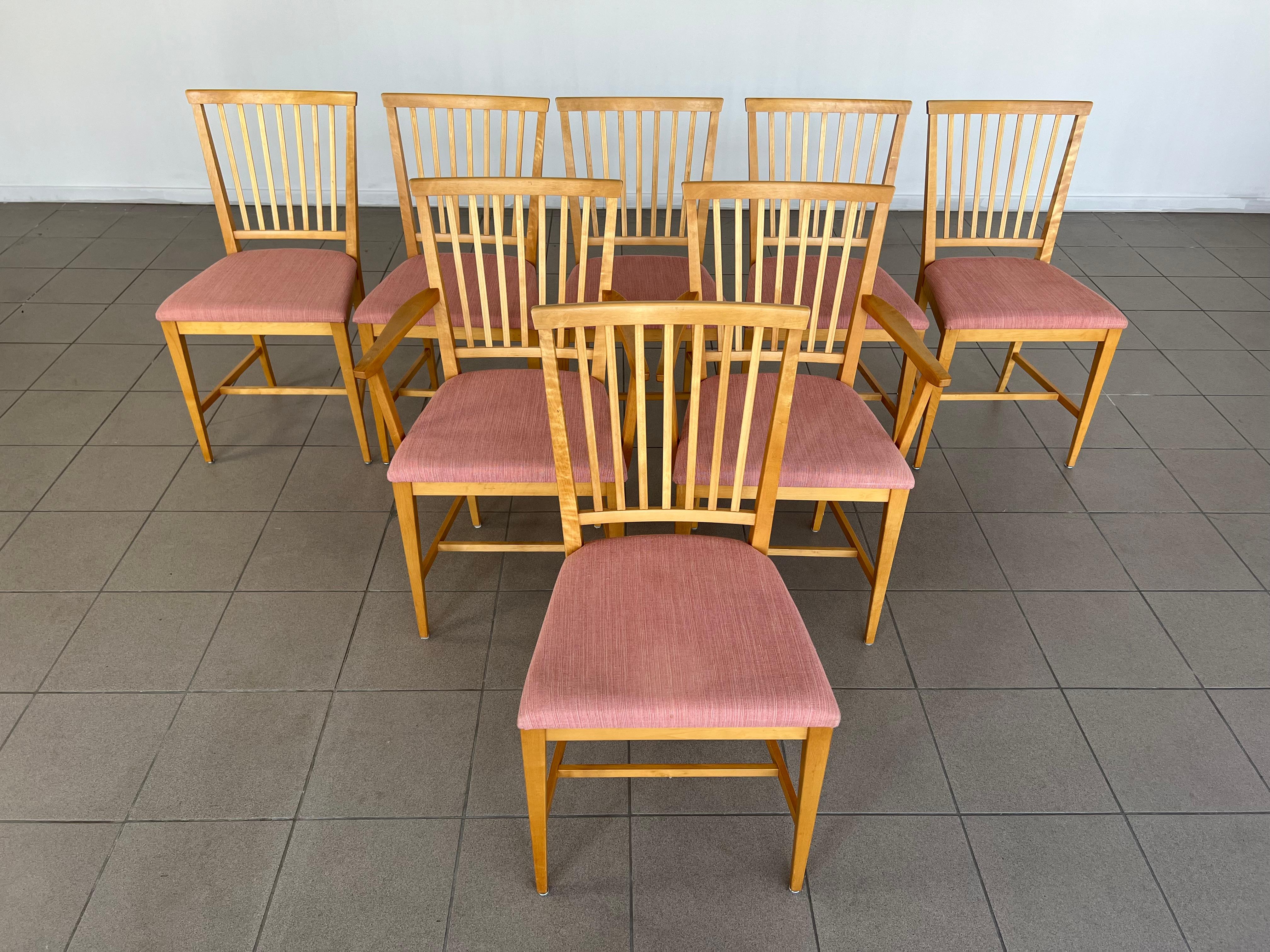 Late 20th Century Set of Eight Dining Chairs by Carl Malmsten for Stolab