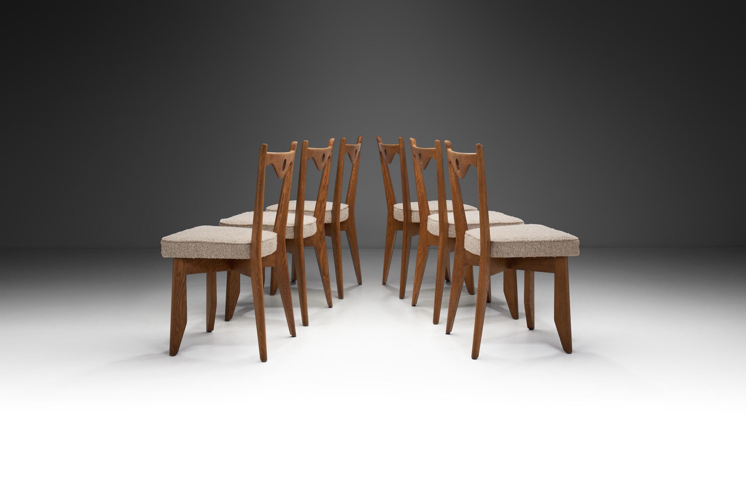 Set of Eight Dining Chairs by Guillerme et Chambron, France 1960s (Moderne der Mitte des Jahrhunderts)