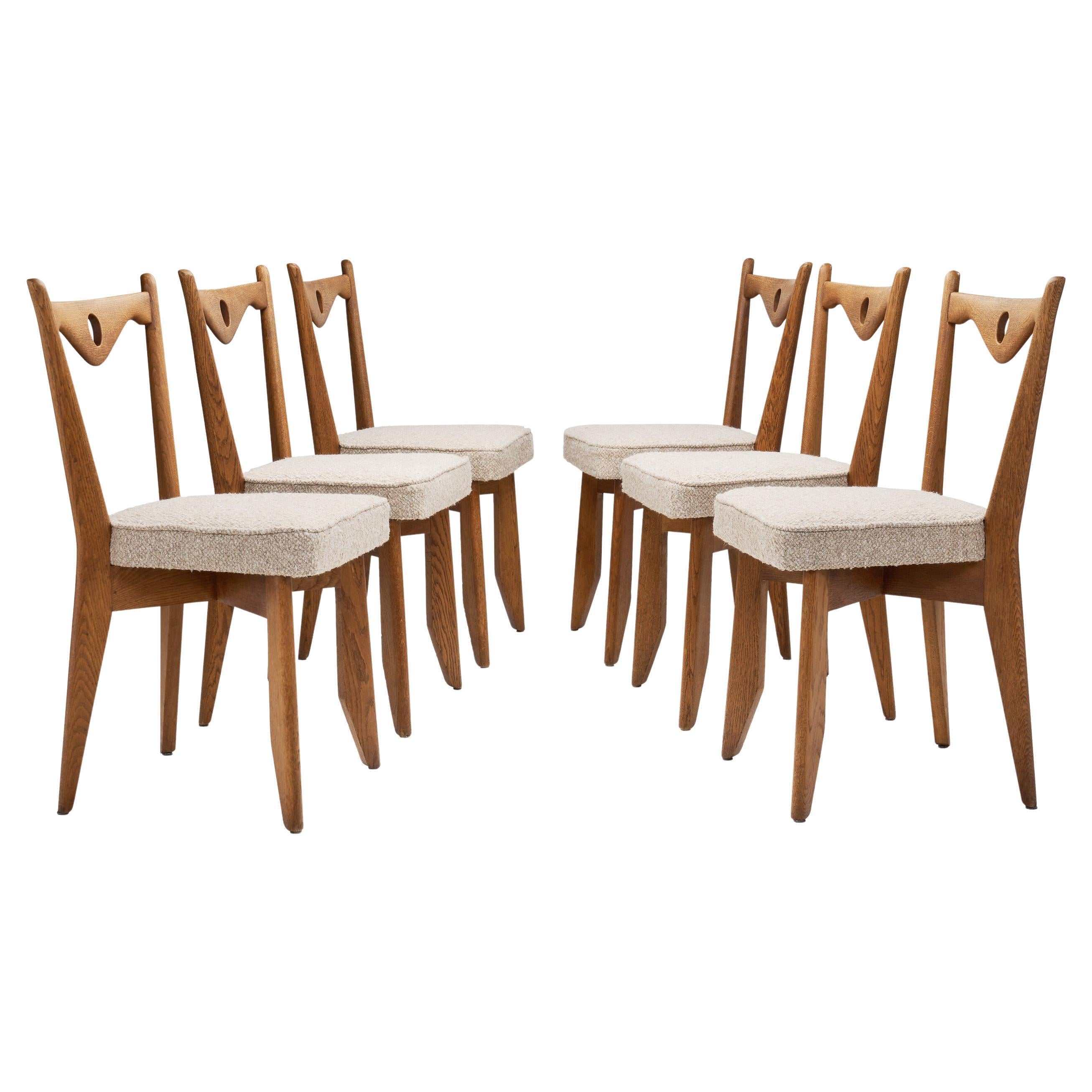 Set of Eight Dining Chairs by Guillerme et Chambron, France 1960s