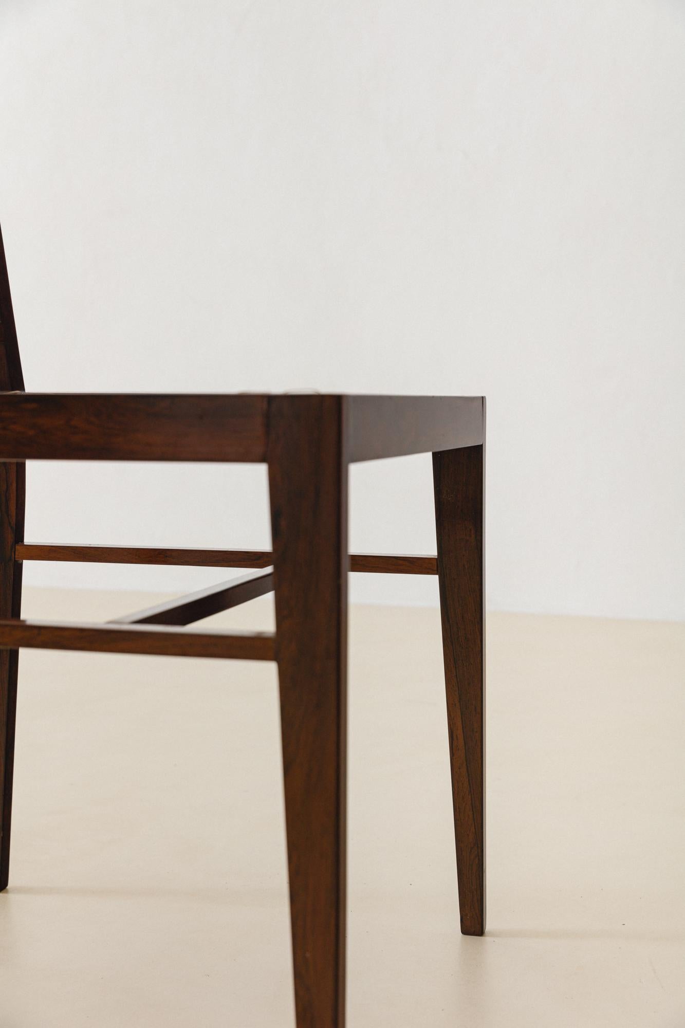 Set of Eight Dining Chairs by Joaquim Tenreiro, Rosewood and Cane, 1950s, Brazil For Sale 7