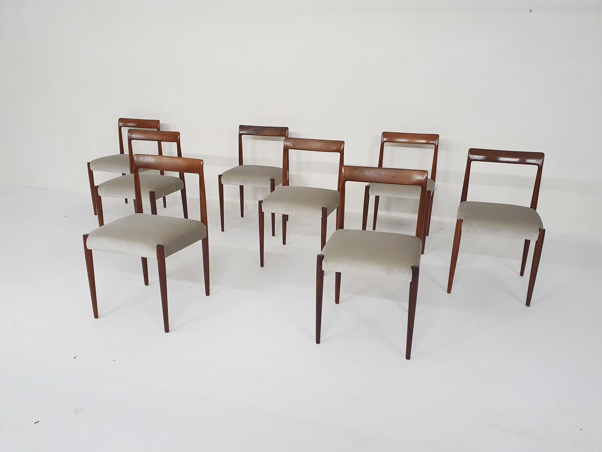 Mid-Century Modern Set of Eight Dining Chairs by Lubke, Germany, 1960's