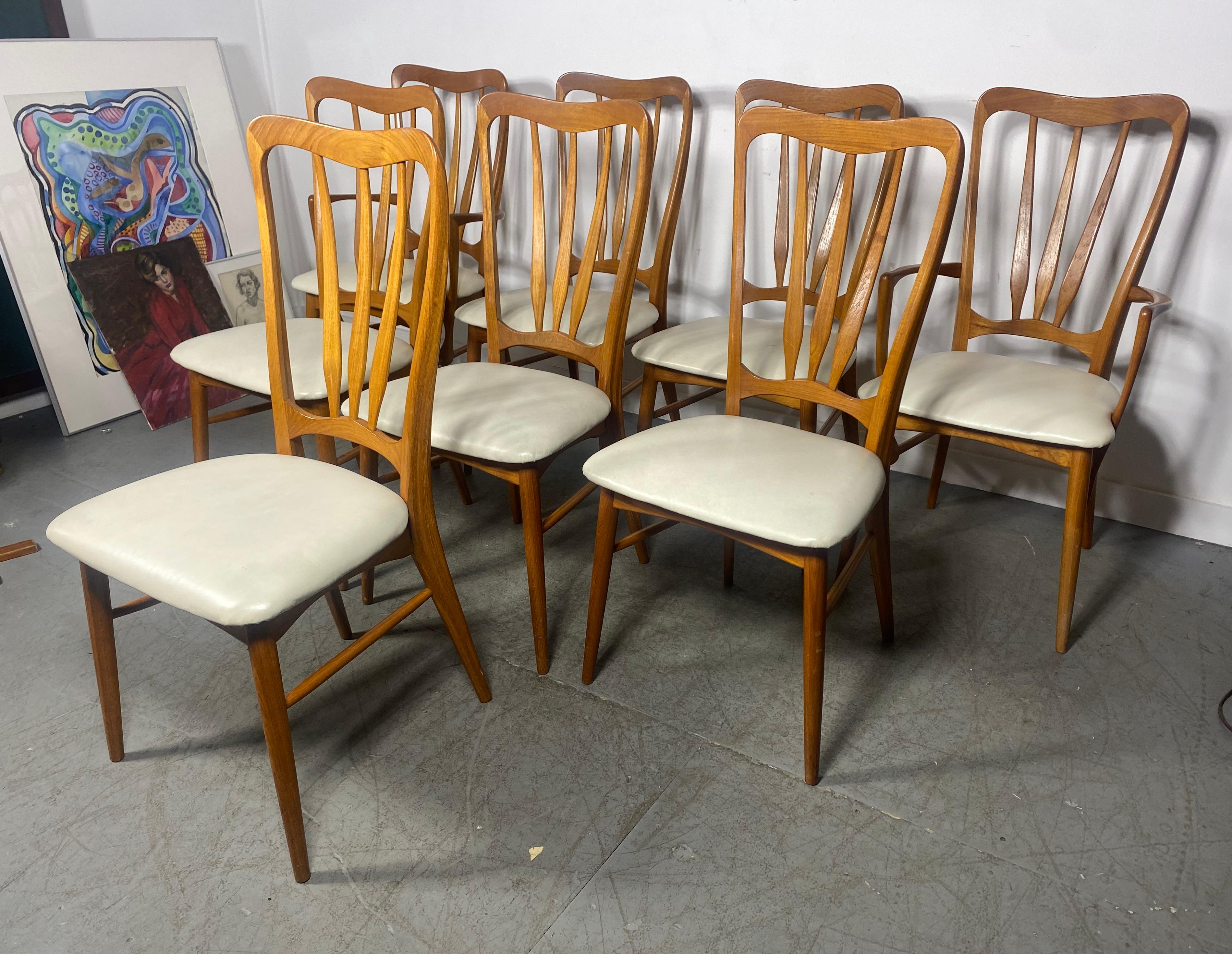 Danish Set of Eight Dining Chairs by Niels Koefoed for Koefoeds Hornslet Denmark