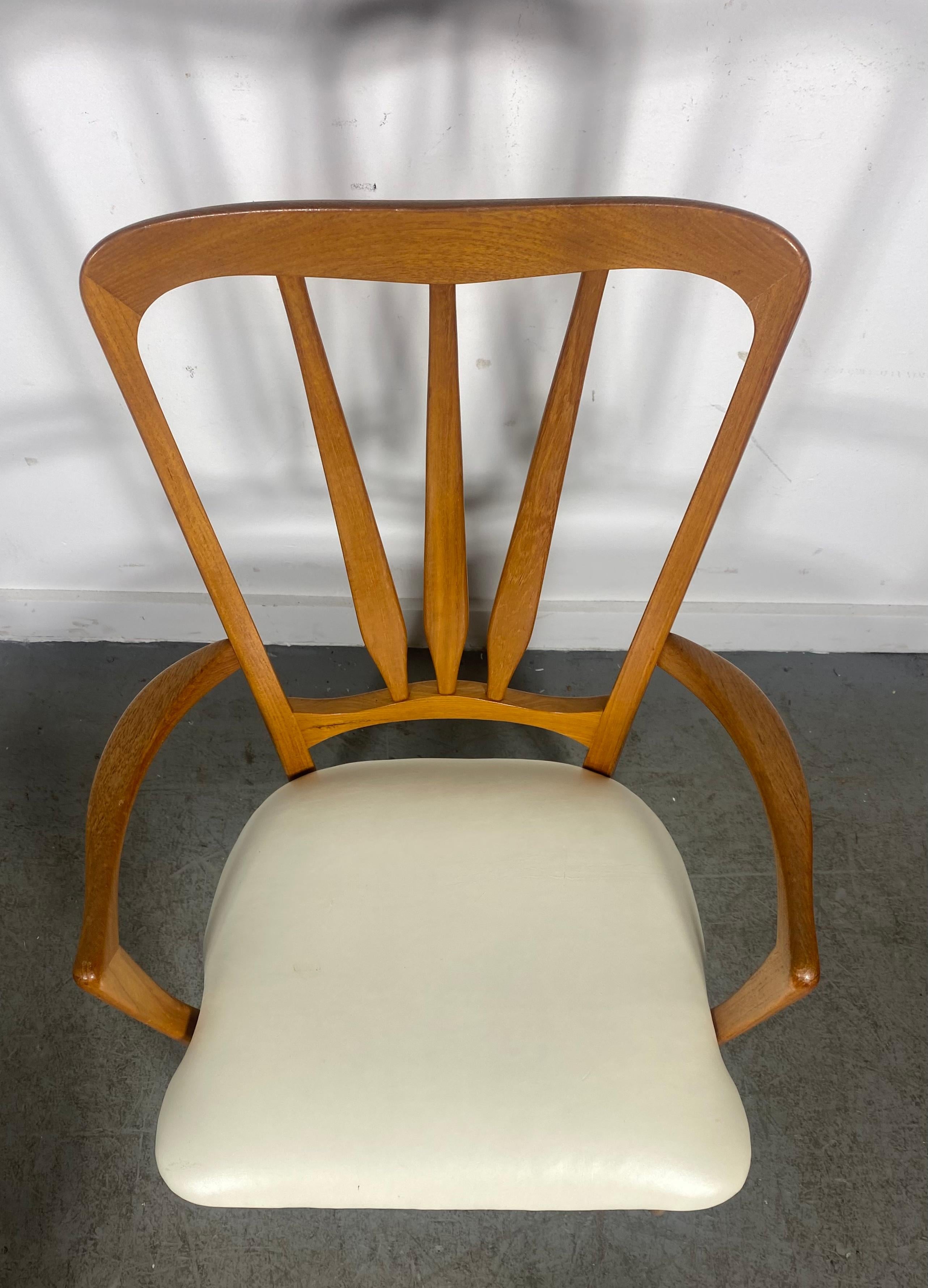 Naugahyde Set of Eight Dining Chairs by Niels Koefoed for Koefoeds Hornslet Denmark