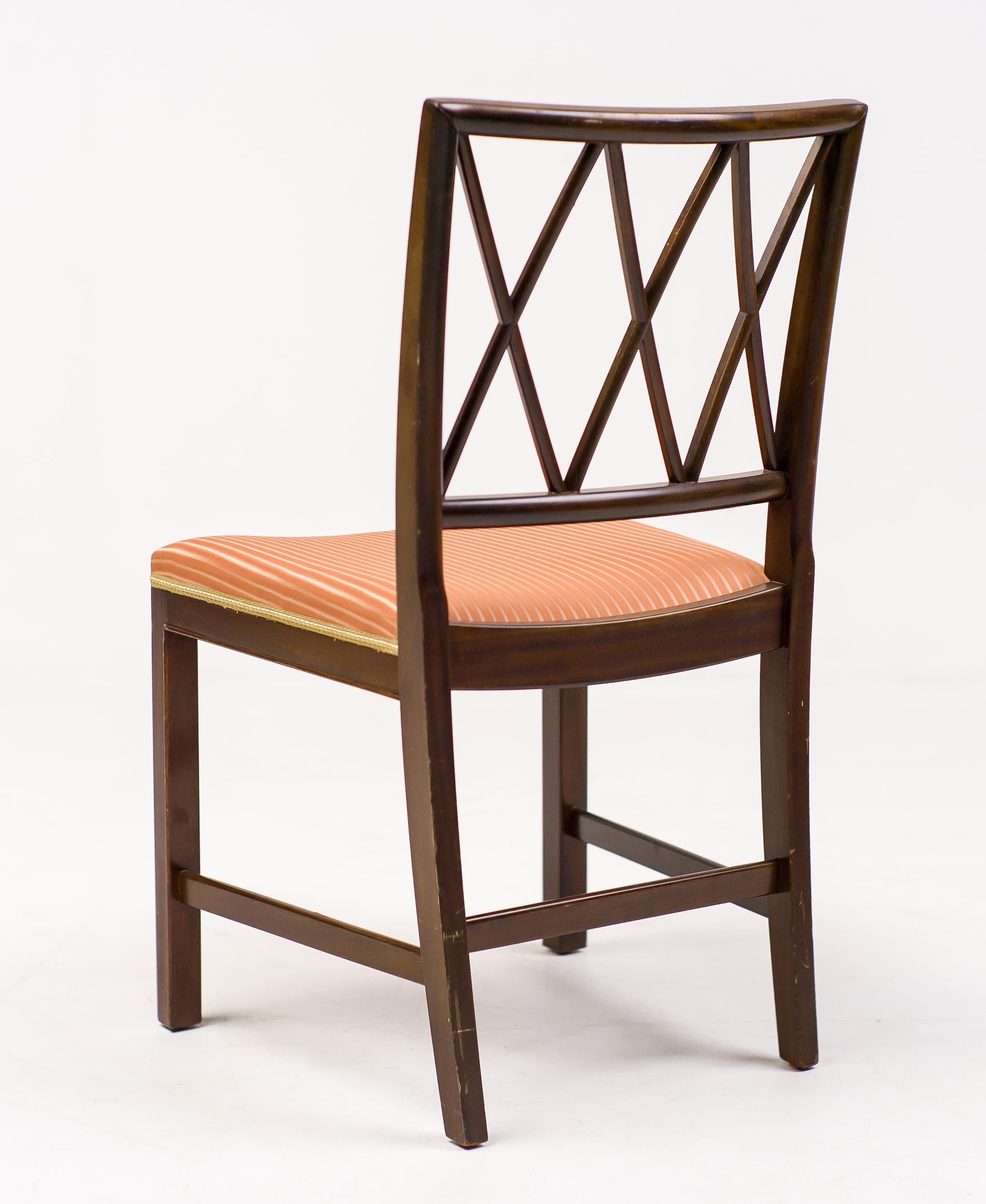 Fabric Set of Eight Dining Chairs by Ole Wanscher for A. J. Iversen