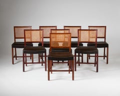 Set of eight dining chairs Designed by Frits Henningsen Denmark, 1940s
