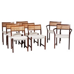 Set of Eight Dining Chairs Designed by Illum Wikkelsö, Denmark, 1950s