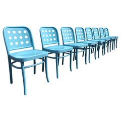 Set of Eight Dining Chairs Designed by Michael Thonet, Bentwood, Aqua Color