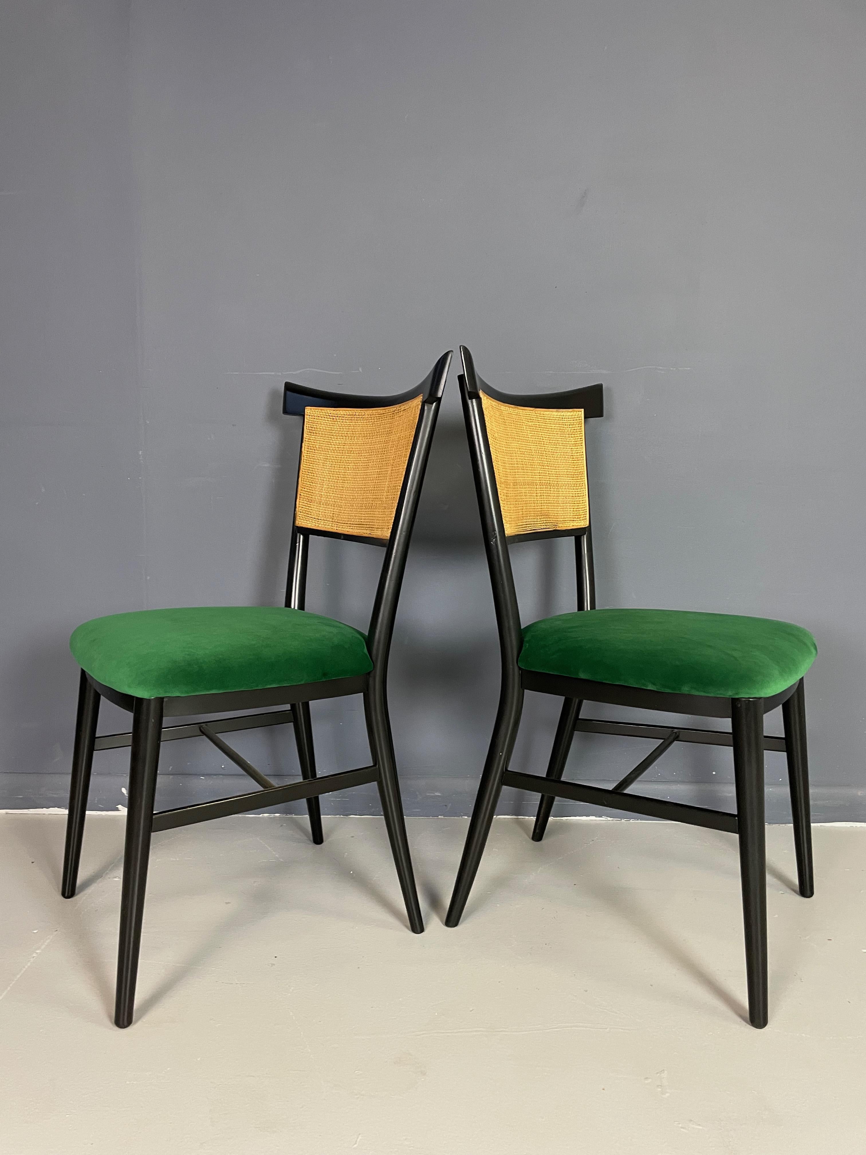 Velvet Set of Eight Dining Chairs Designed by Paul McCobb for Winchendon Mid Century