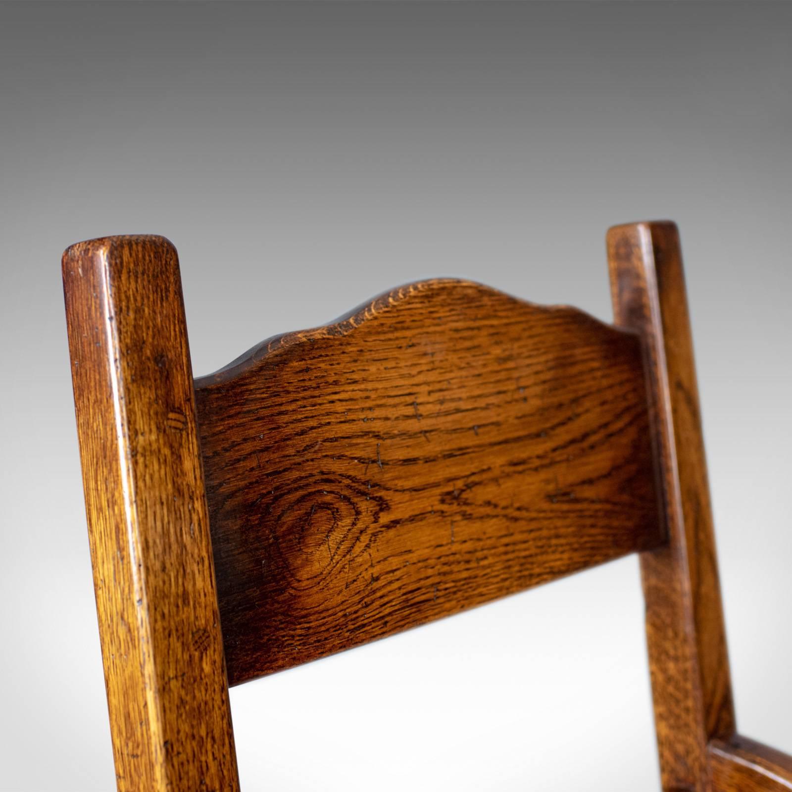 Set of Eight Dining Chairs, English Oak in Victorian Taste, Rush Seats 2