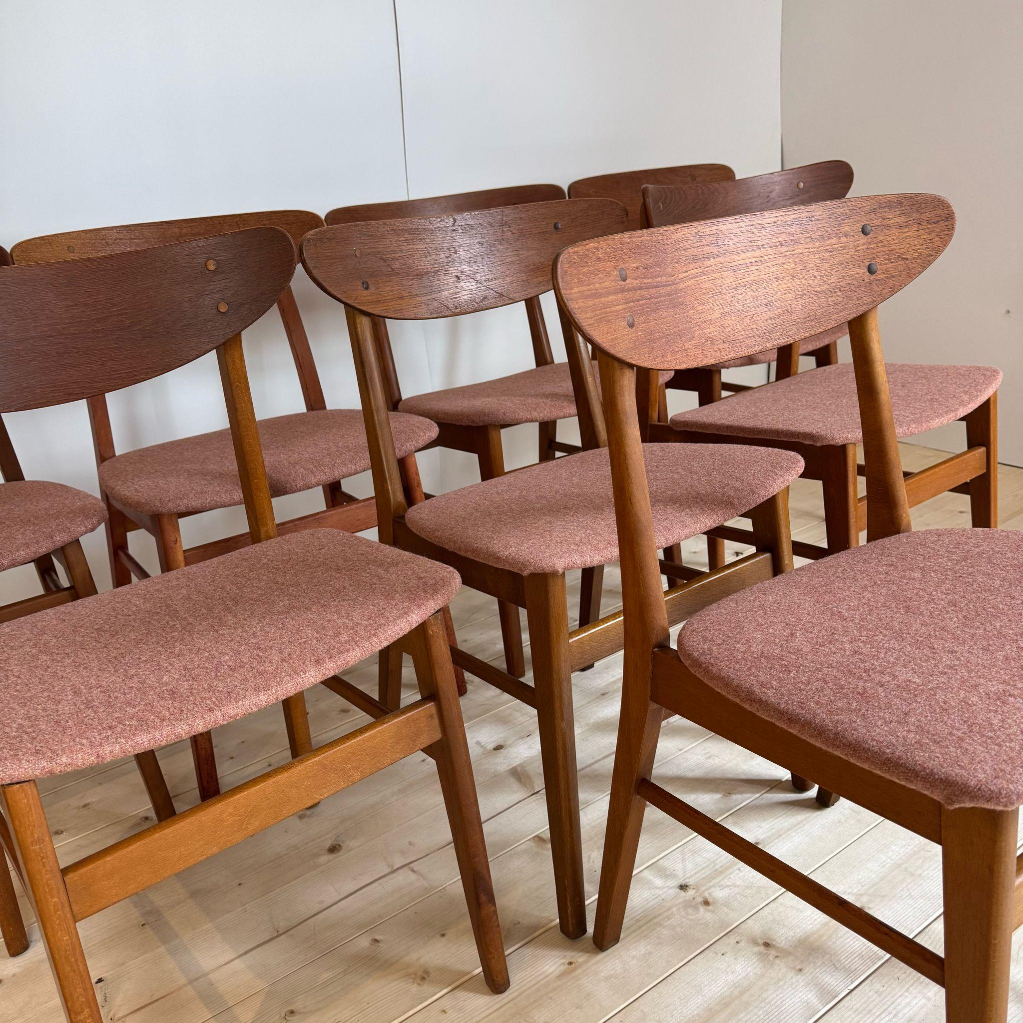 Veneer Set of eight dining chairs, Farstrup Møbler model 210, Denmark 1960s