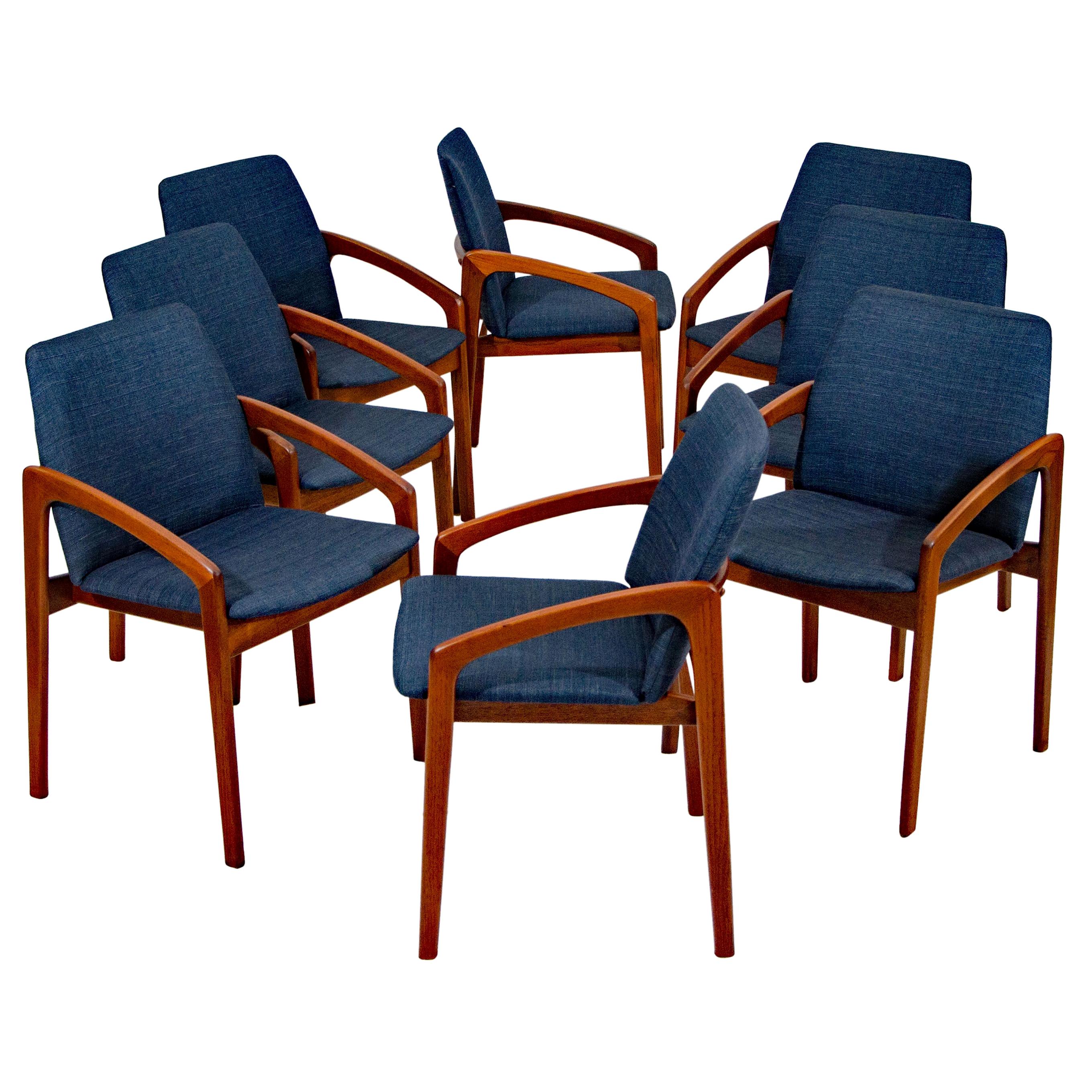 Set of Eight Dining Chairs, Henning Kjærnulf for Korup Stolefabrik, Denmark