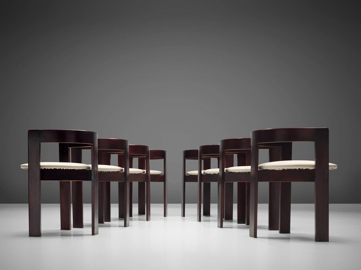Mid-Century Modern Set of Eight Dining Chairs in Ebonized Wood
