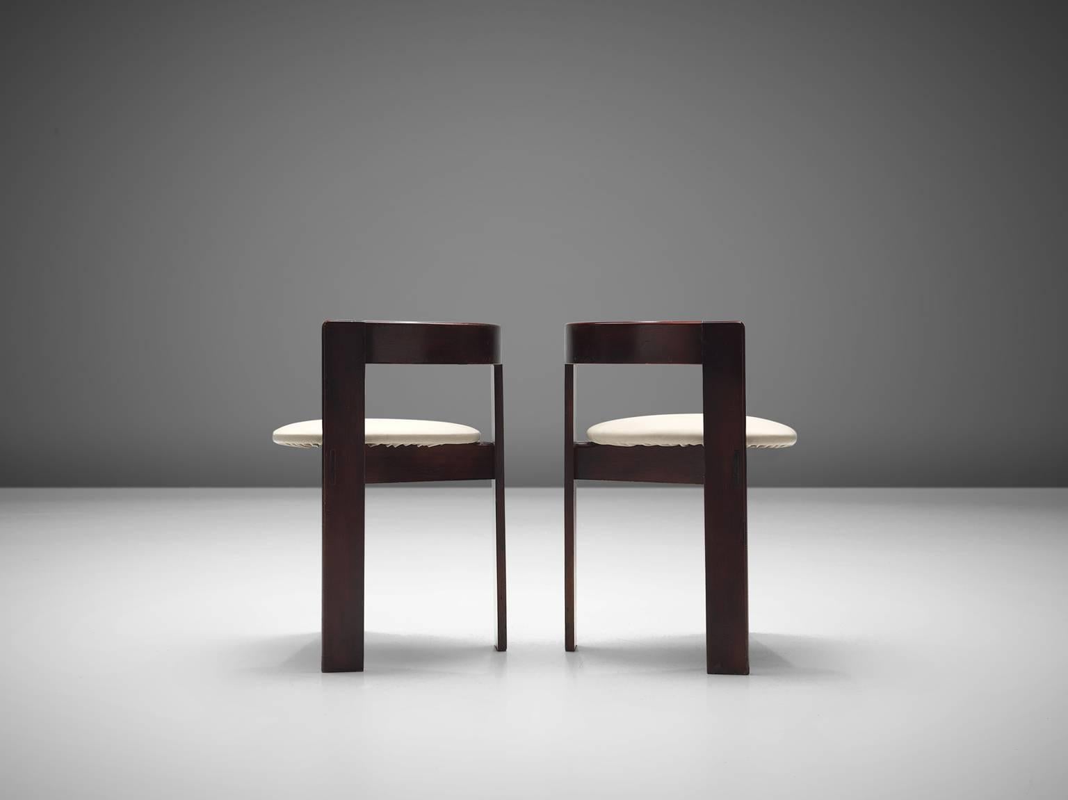 Italian Set of Eight Dining Chairs in Ebonized Wood
