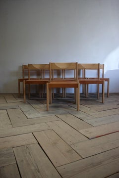 Set of Eight Dining Chairs in Leather, 1970s