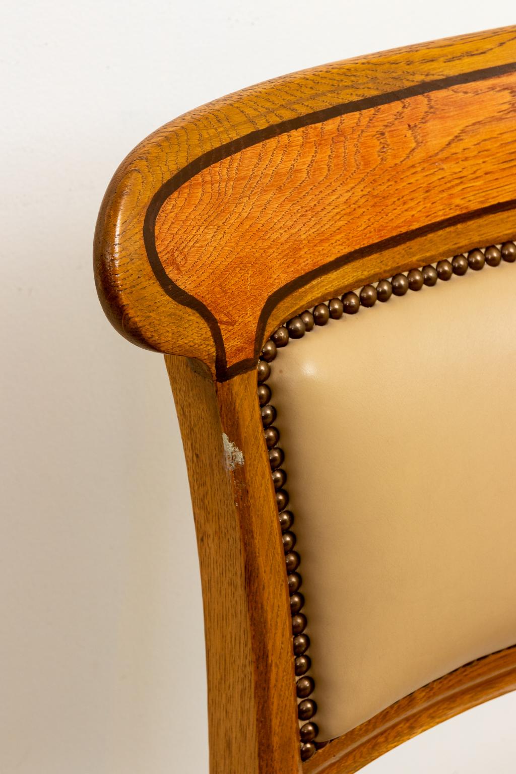 20th Century Set of Eight Dining Chairs in Leather with Nailhead Trim from John Rosselli