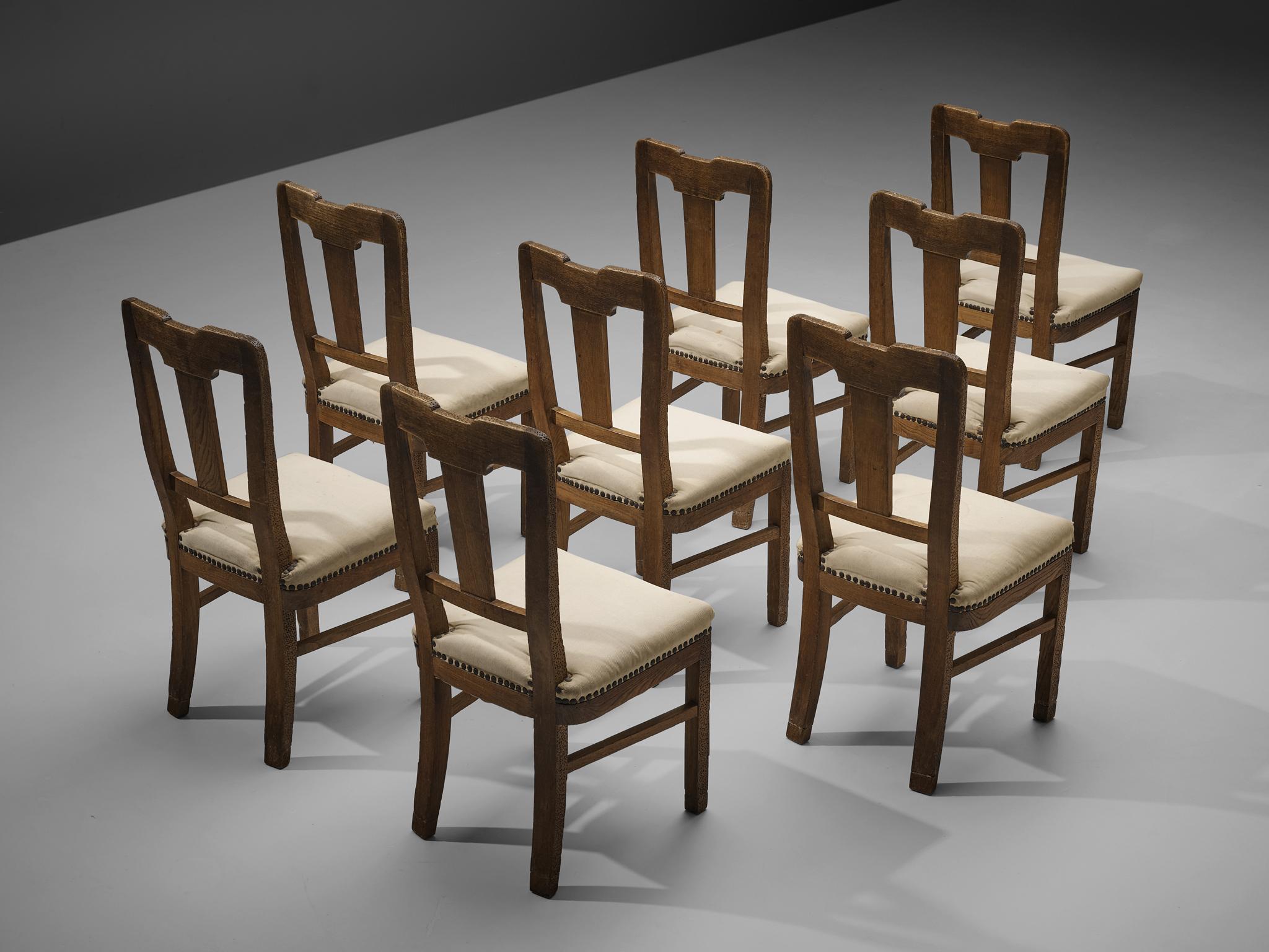 Set of Eight Dining Chairs in Oak by Ernesto Valabrega In Good Condition In Waalwijk, NL