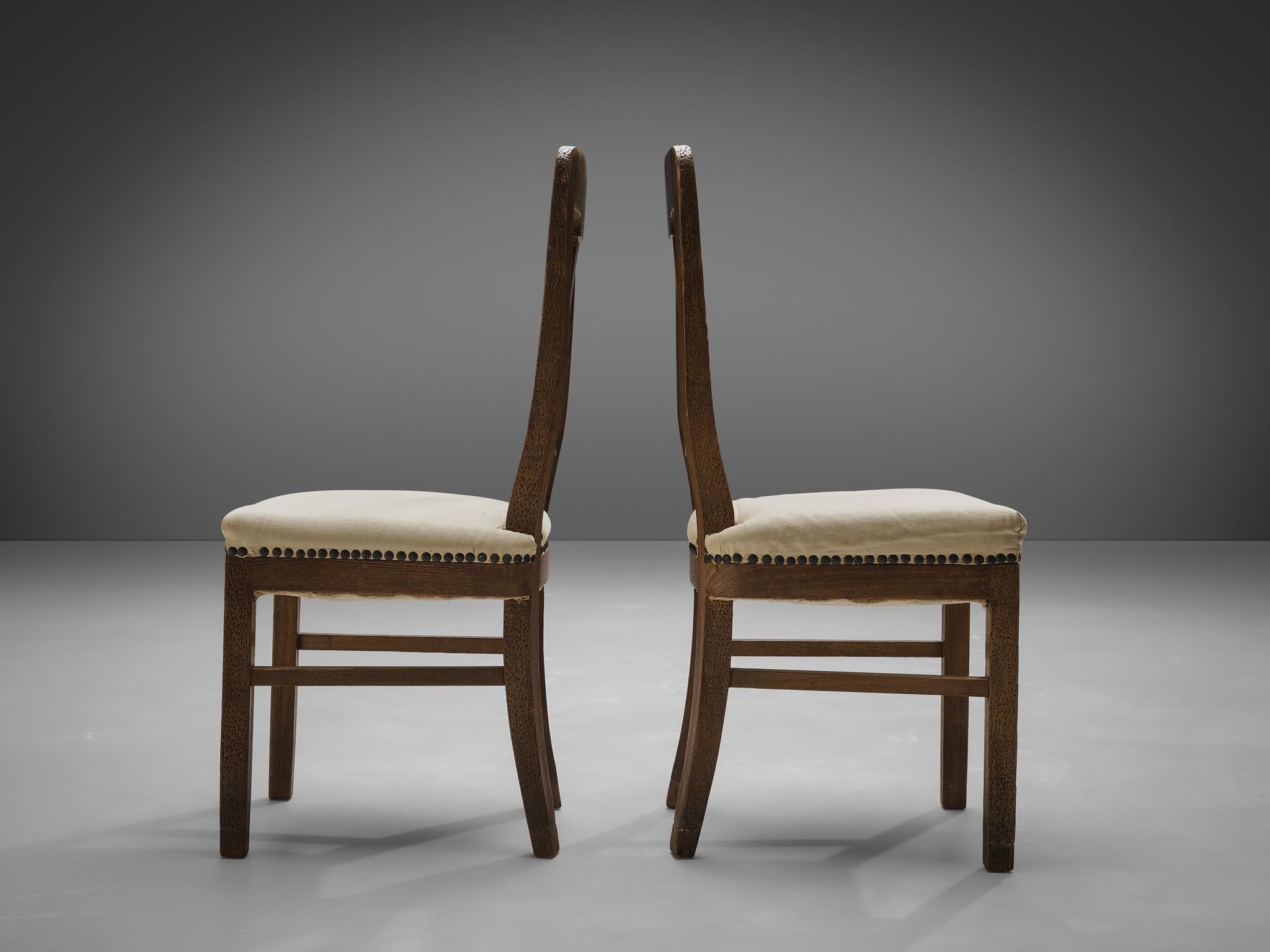 Metal Set of Eight Dining Chairs in Oak by Ernesto Valabrega