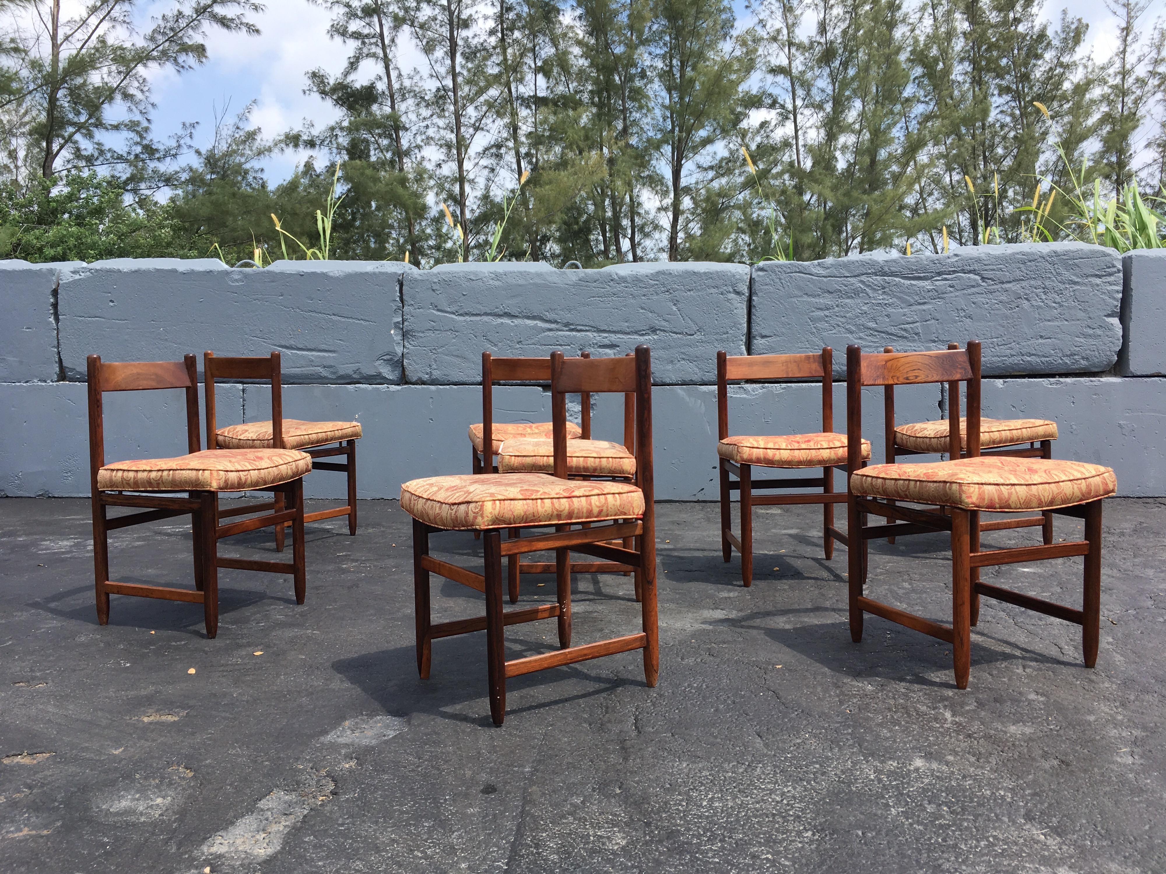 Mid-Century Modern Set of Eight Dining Chairs in Solid Brazilian Rosewood by Sergio Rodrigues