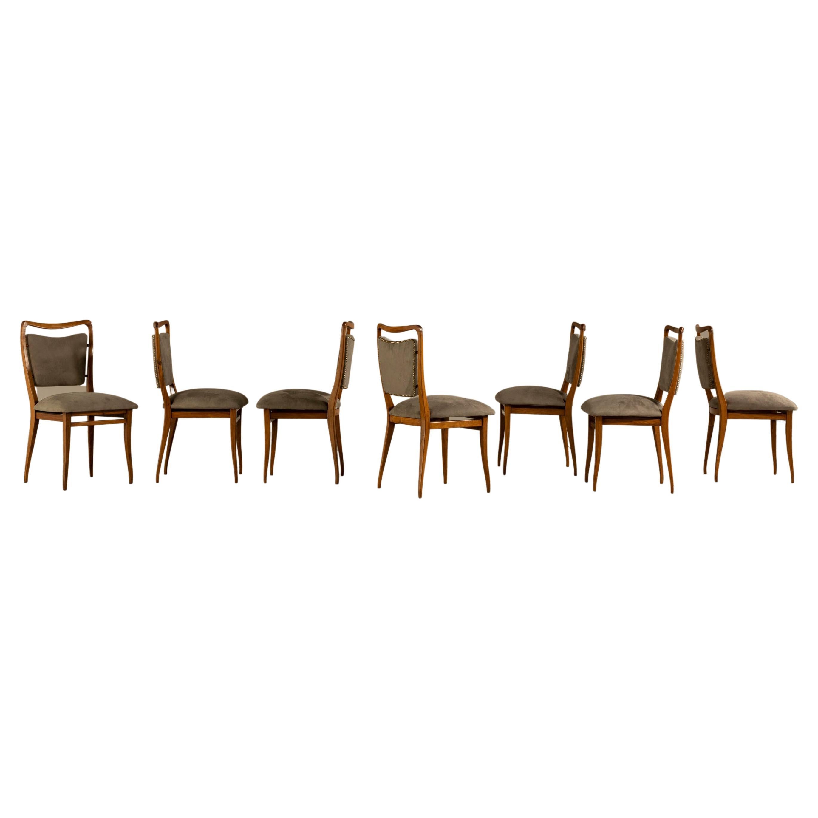 Set of Eight Dining Chairs in Solid Caviuna Wood, Giuseppe Scapinelli For Sale