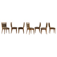 Set of Eight Dining Chairs in Solid Caviuna Wood, Giuseppe Scapinelli